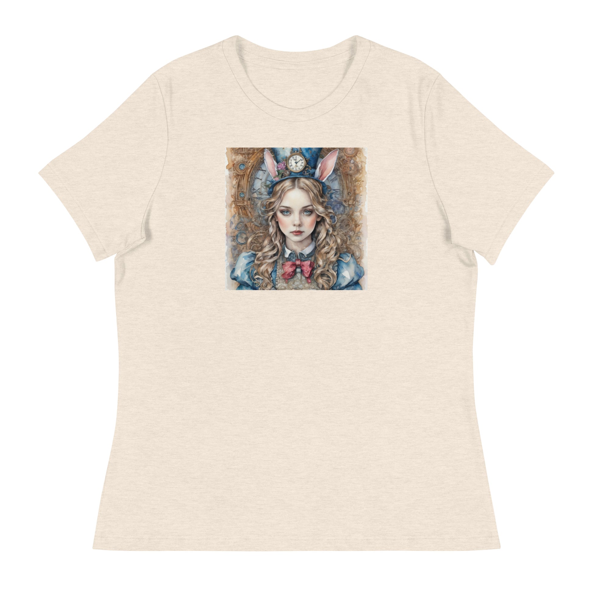 Alice in Wonderland with Bunny Ears Women's T-Shirt Heather Prism Natural