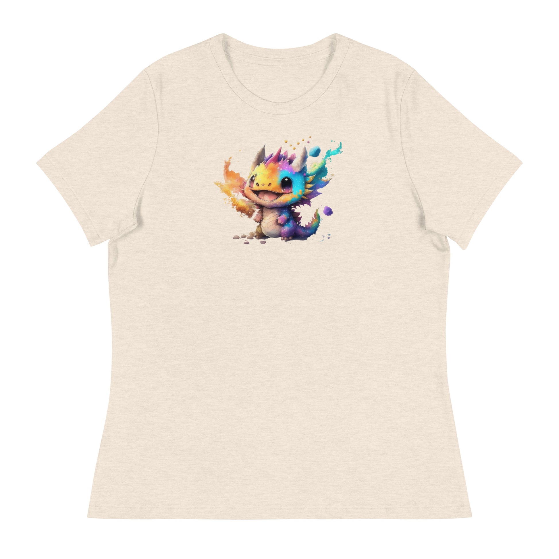 Cute Baby Dragon Women's Fantasy T-Shirt Heather Prism Natural