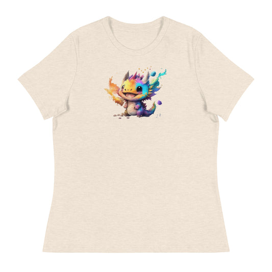 Cute Baby Dragon Women's Fantasy T-Shirt Heather Prism Natural