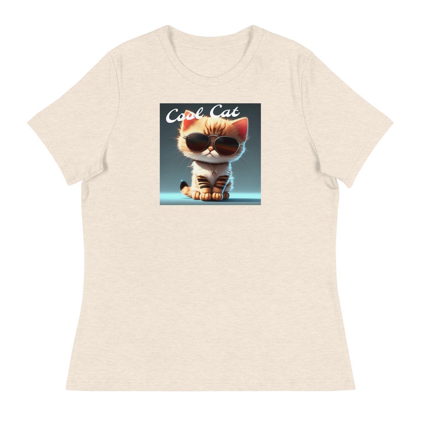 Cool Cat Women's Funny T-Shirt Heather Prism Natural