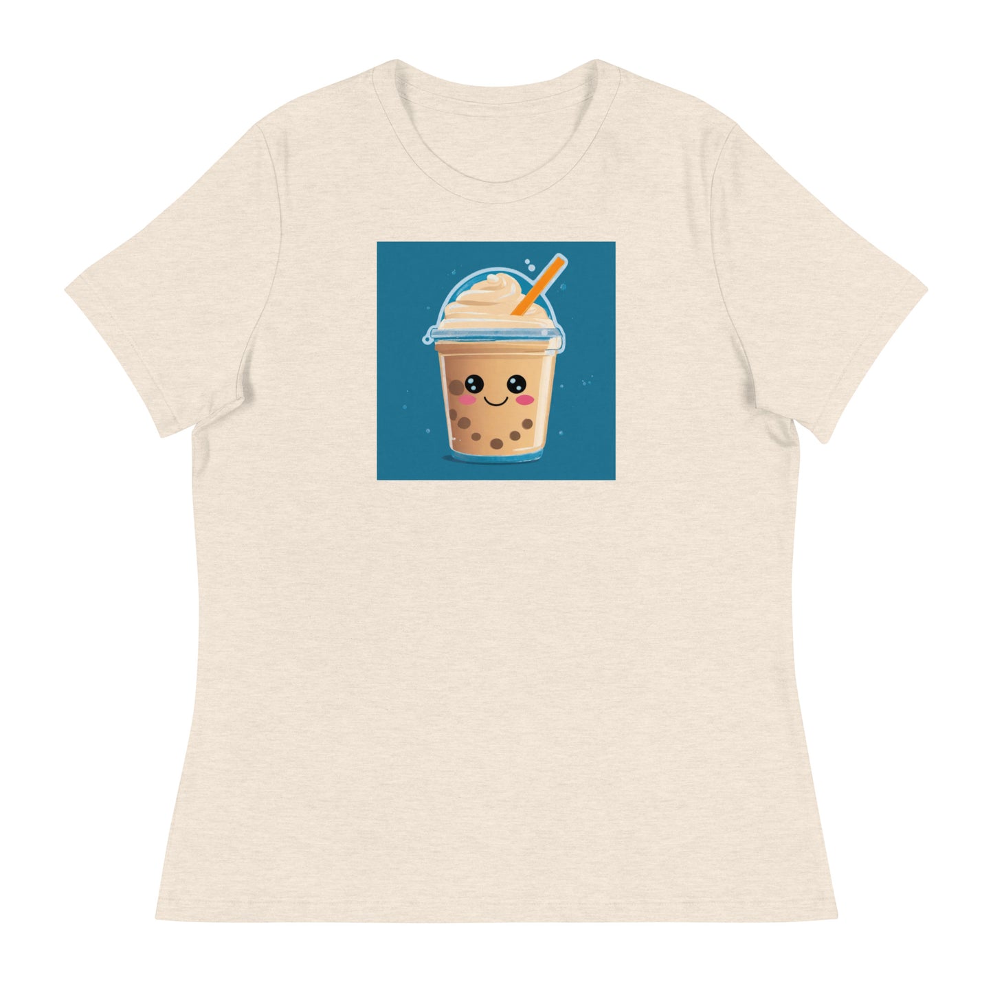 Boba Bubble Milk Tea Women's Funny Graphic Tee Heather Prism Natural