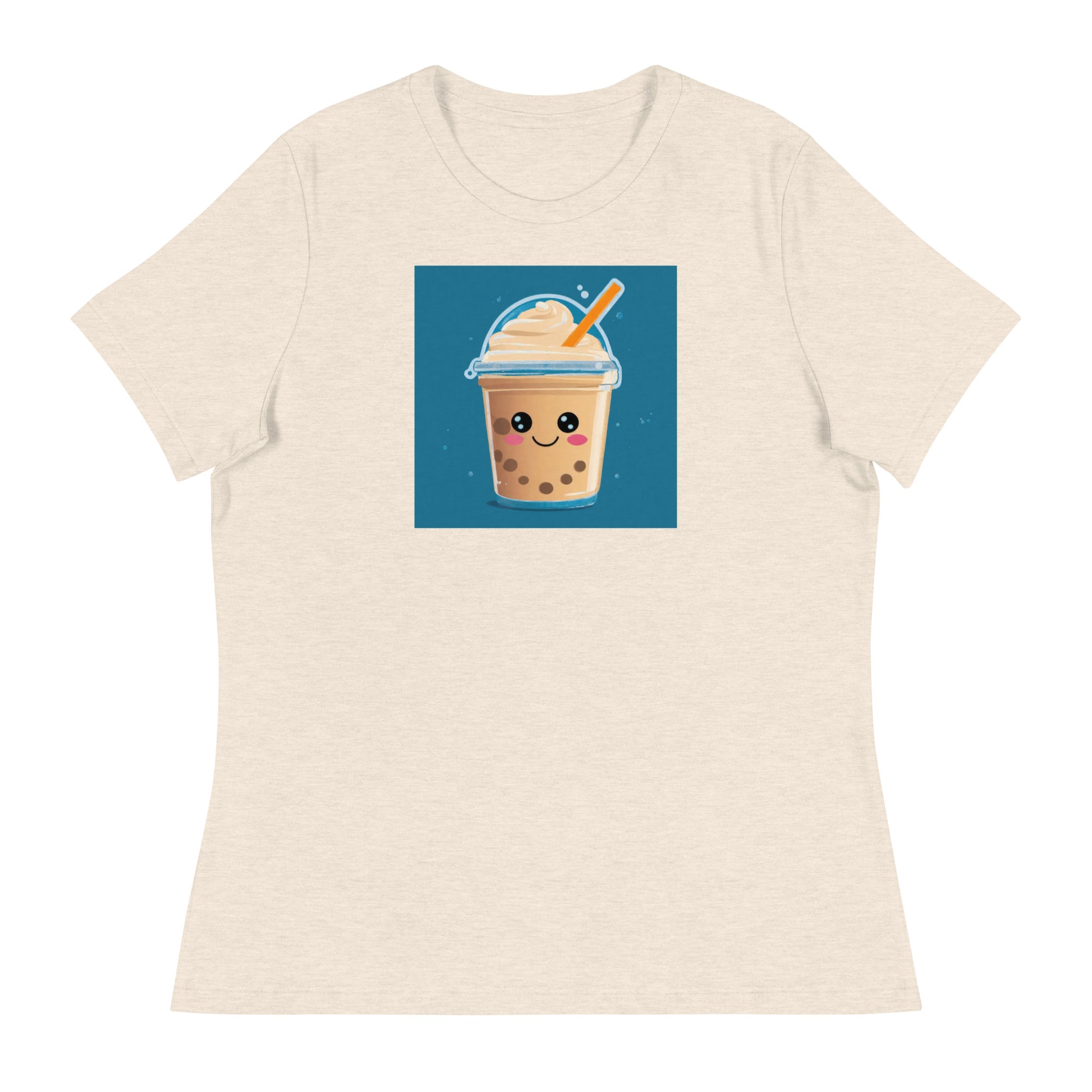 Boba Bubble Milk Tea Women's Funny Graphic Tee Heather Prism Natural