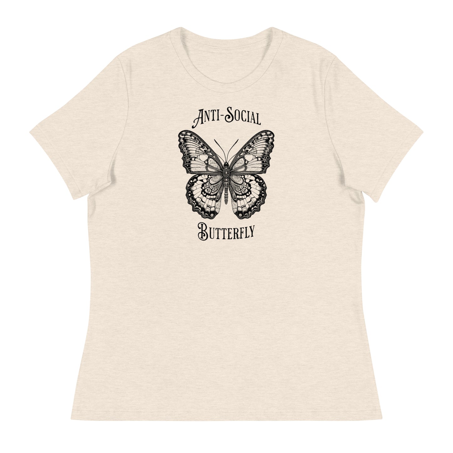 Anti-Social Butterfly Women's Funny T-Shirt Heather Prism Natural