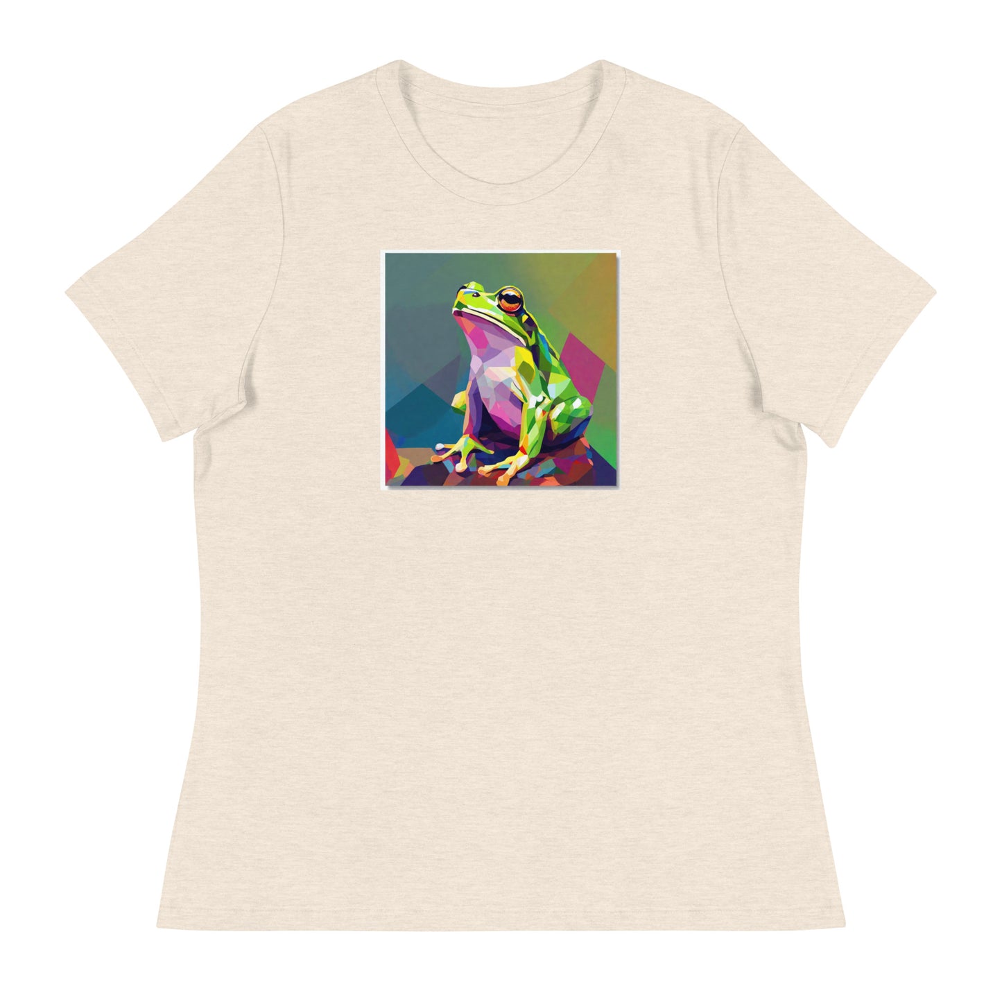 Geometric Frog Women's Animal T-Shirt Heather Prism Natural