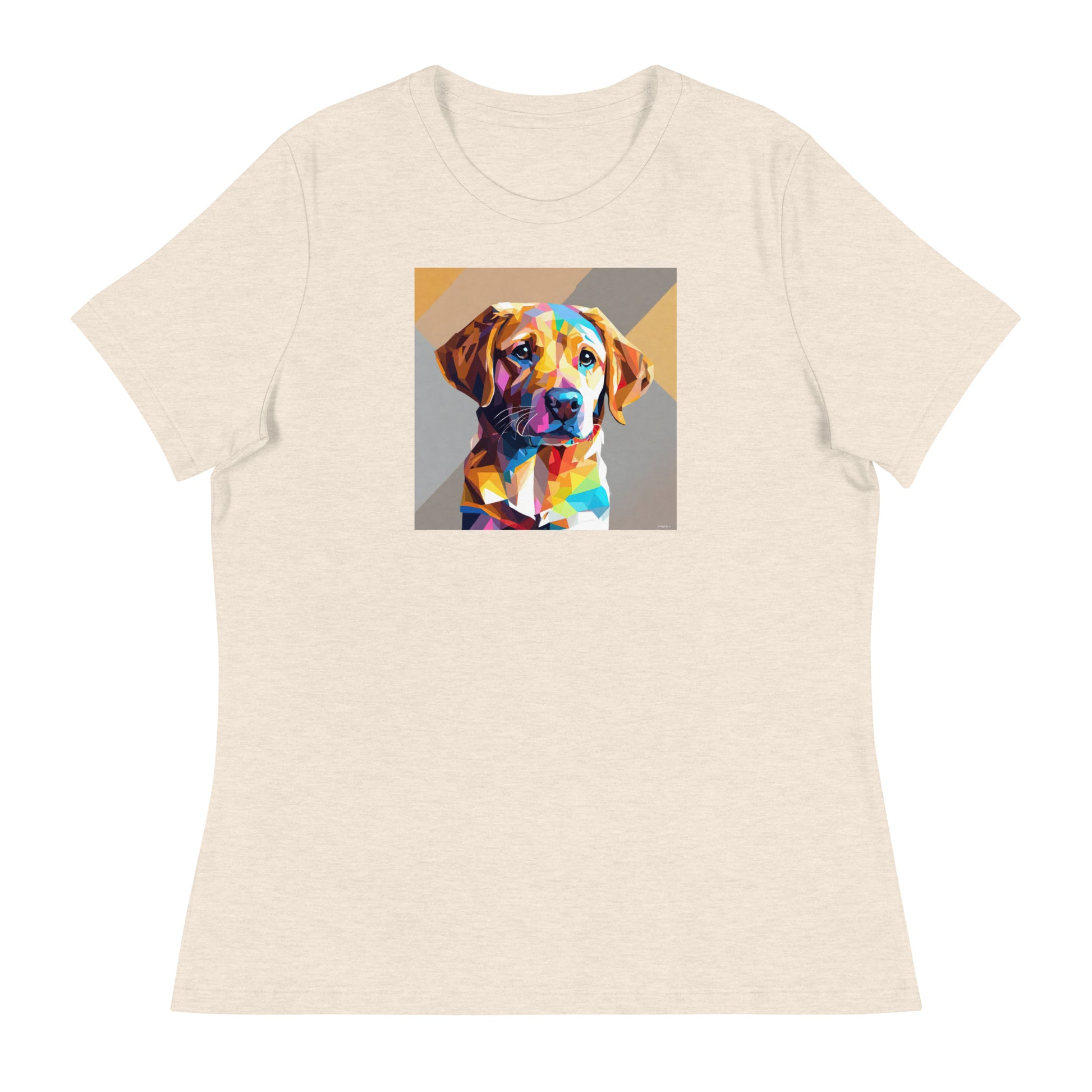 Geometric Golden Lab Women's Animal Lover T-Shirt Heather Prism Natural