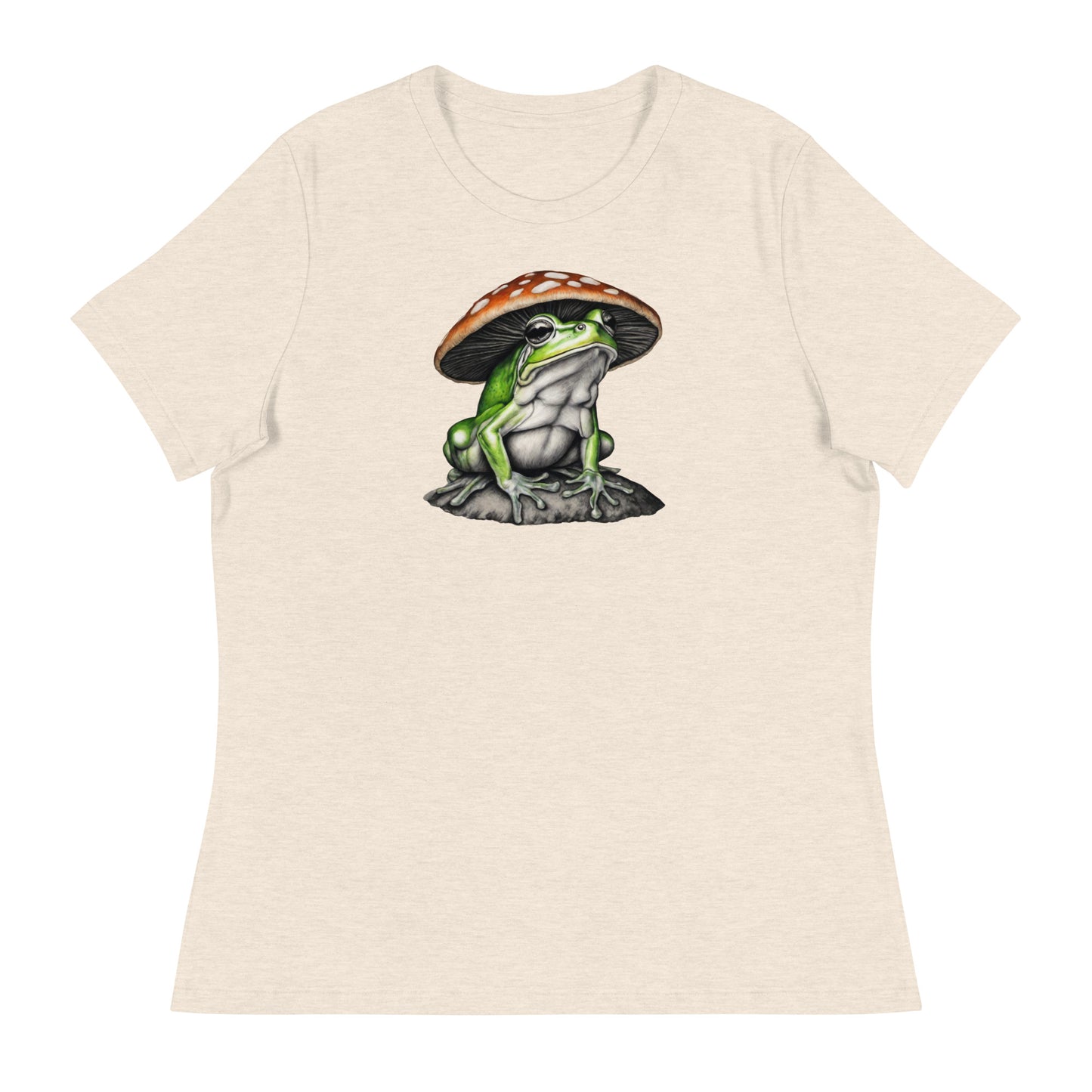 Frog in Shroom Cap Women's Graphic Tee Heather Prism Natural