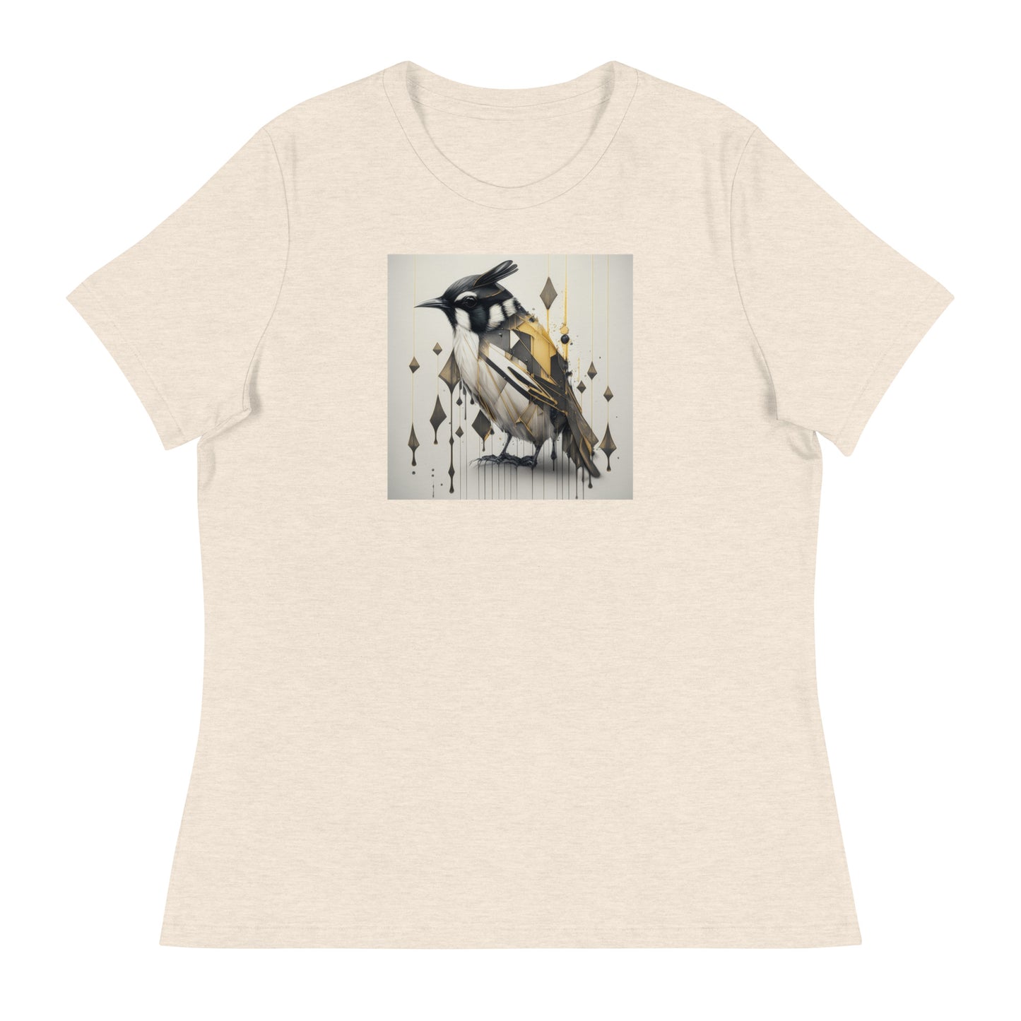 Geometric Chickadee Bird Women's Graphic Tee Heather Prism Natural