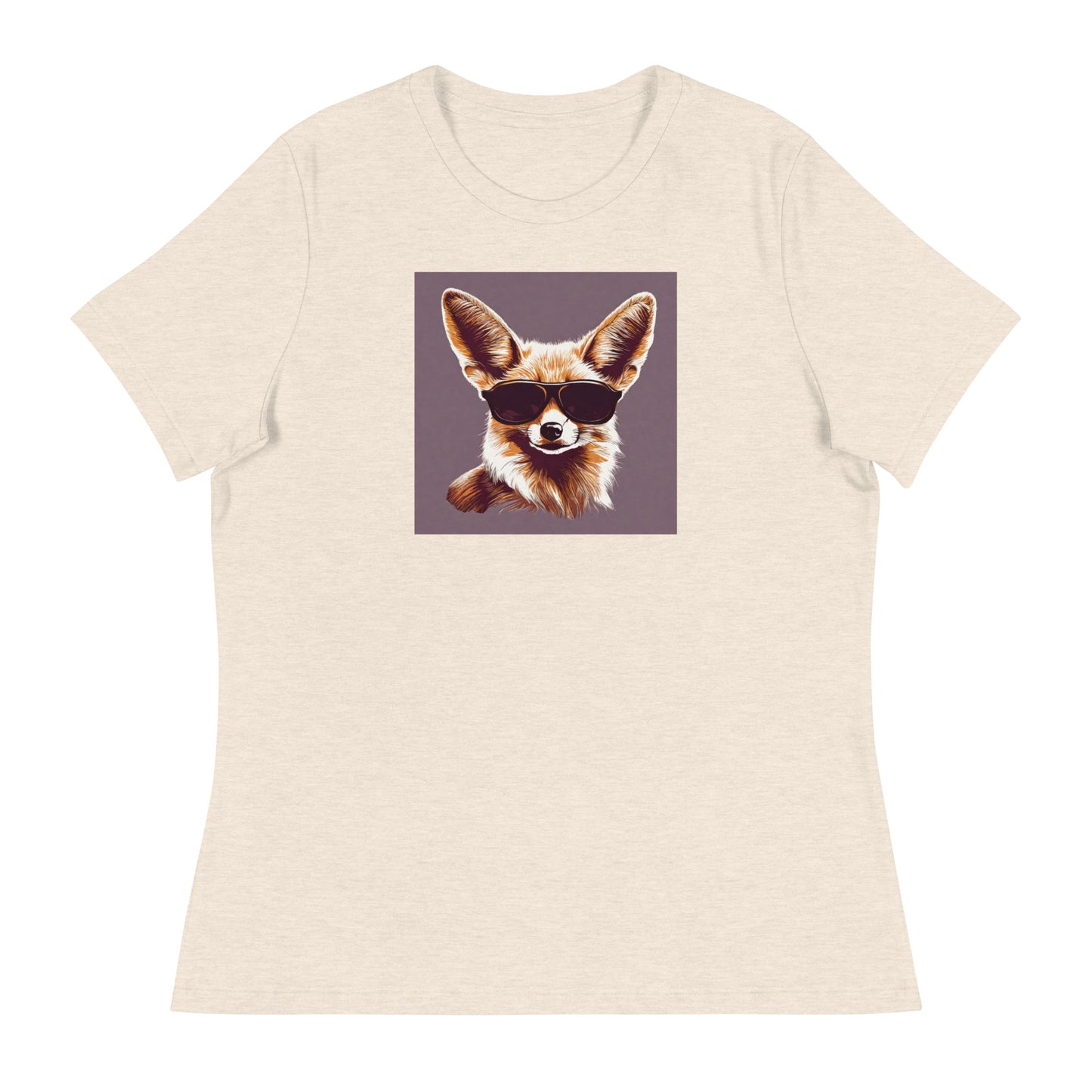 Fennec Fox in Shades Women's Animal Lover T-Shirt Heather Prism Natural