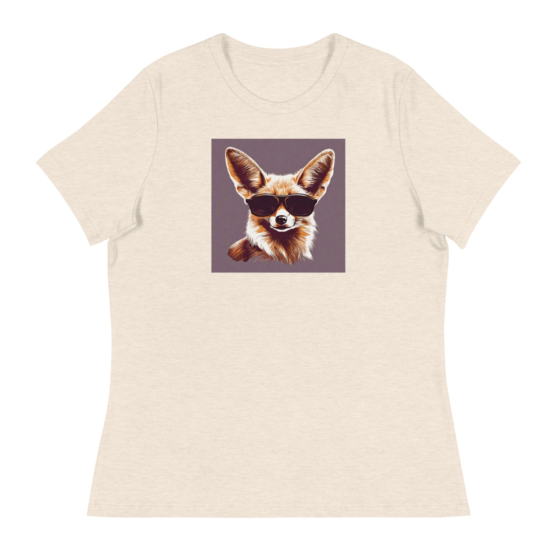 Fennec Fox in Shades Women's Animal Lover T-Shirt Heather Prism Natural