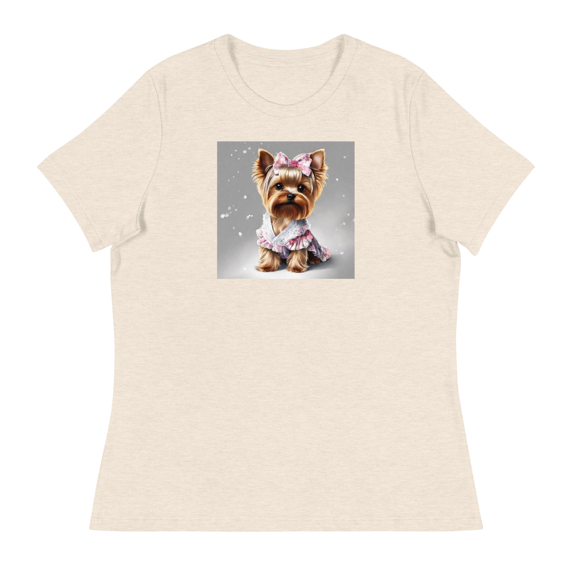 Yorkie Princess Women's Dog Lover T-Shirt Heather Prism Natural