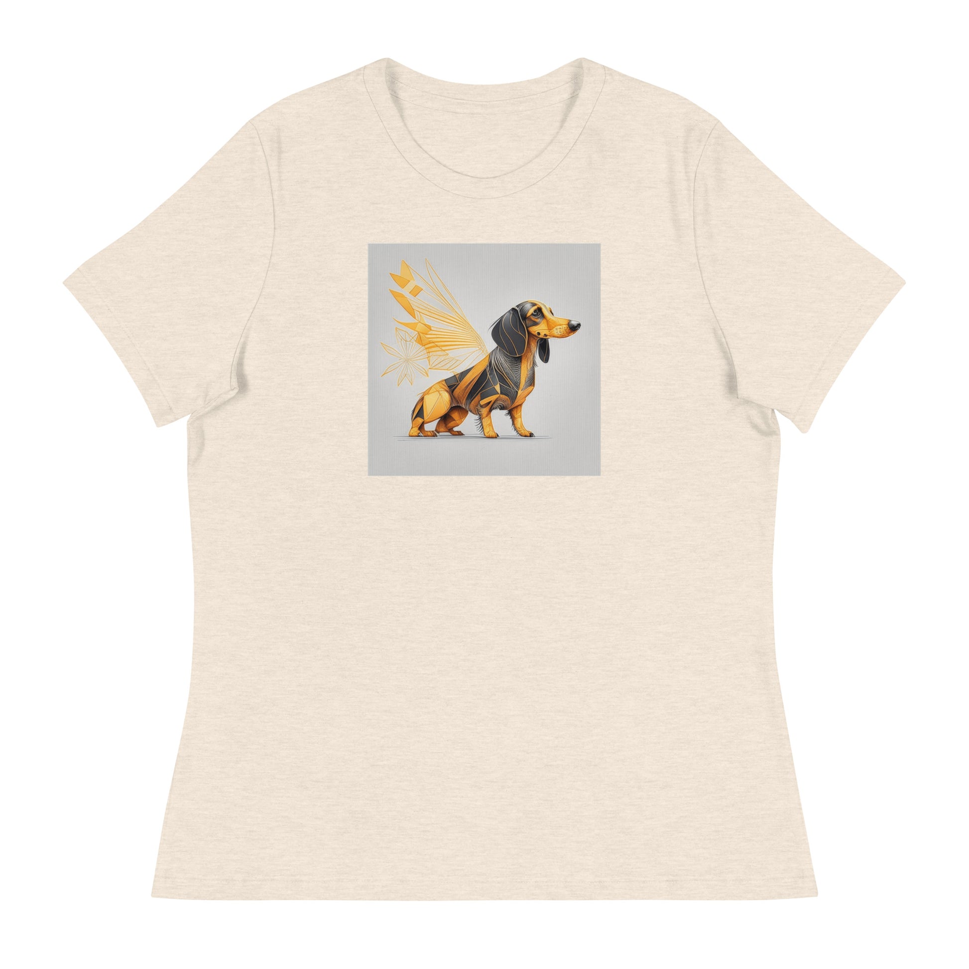 Dachshund with Wings Women's Dog Lover T-Shirt Heather Prism Natural