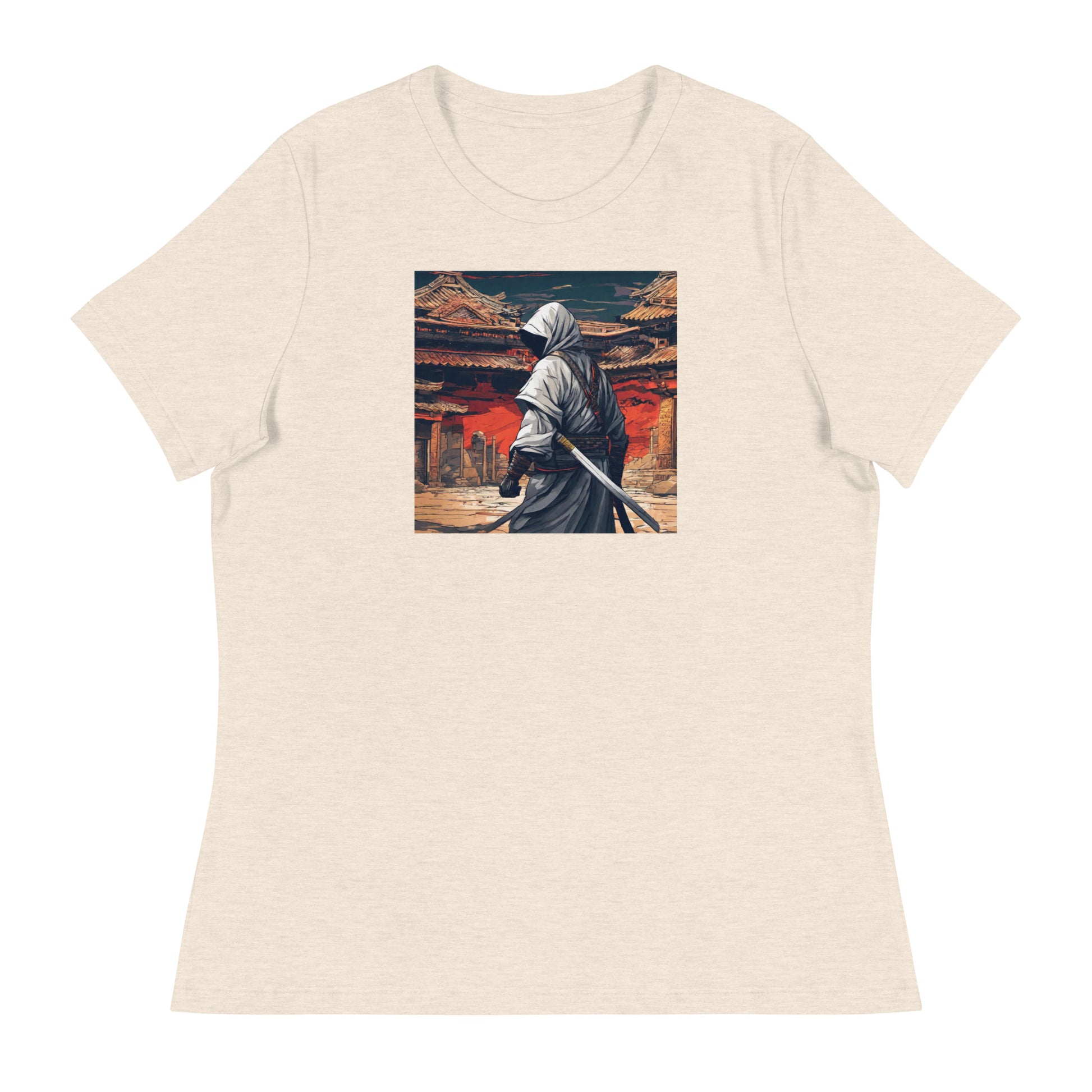 Shadowy Samurai Women's Anime T-Shirt Heather Prism Natural