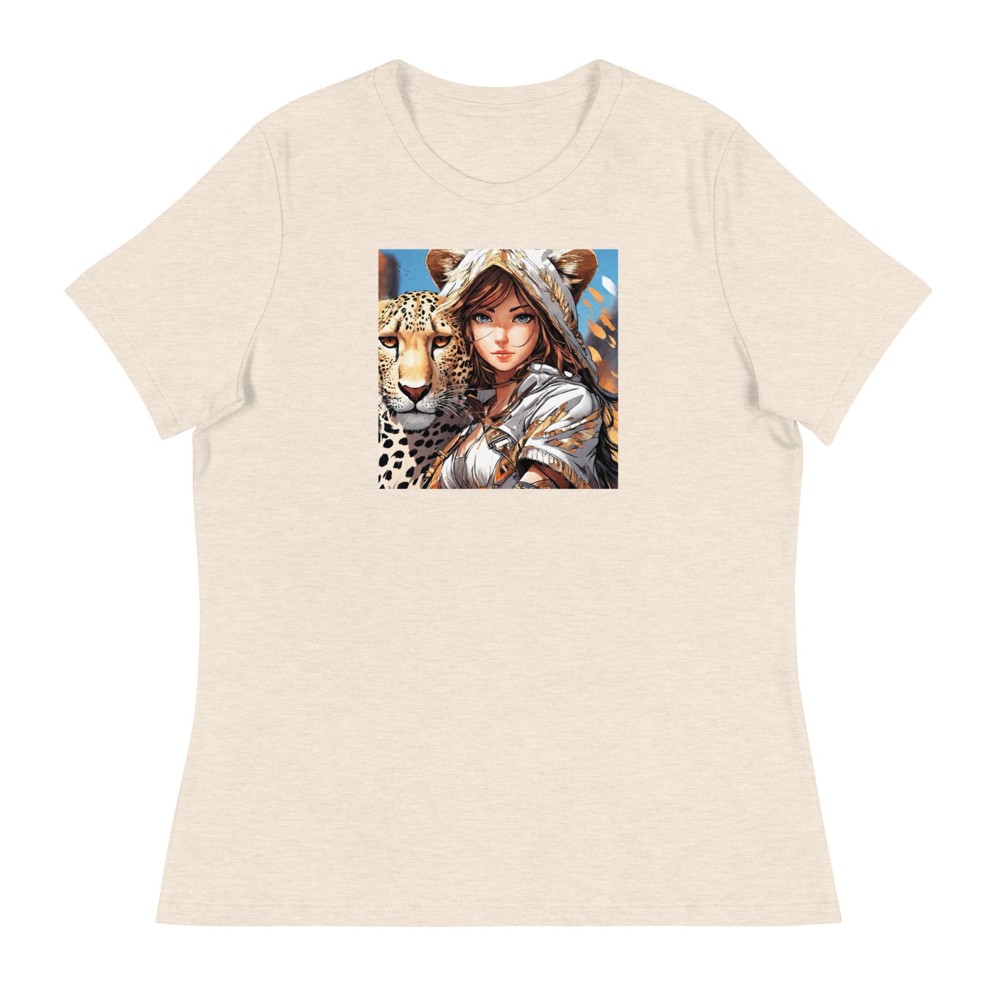 Leopard Queen Women's Anime T-Shirt Heather Prism Natural