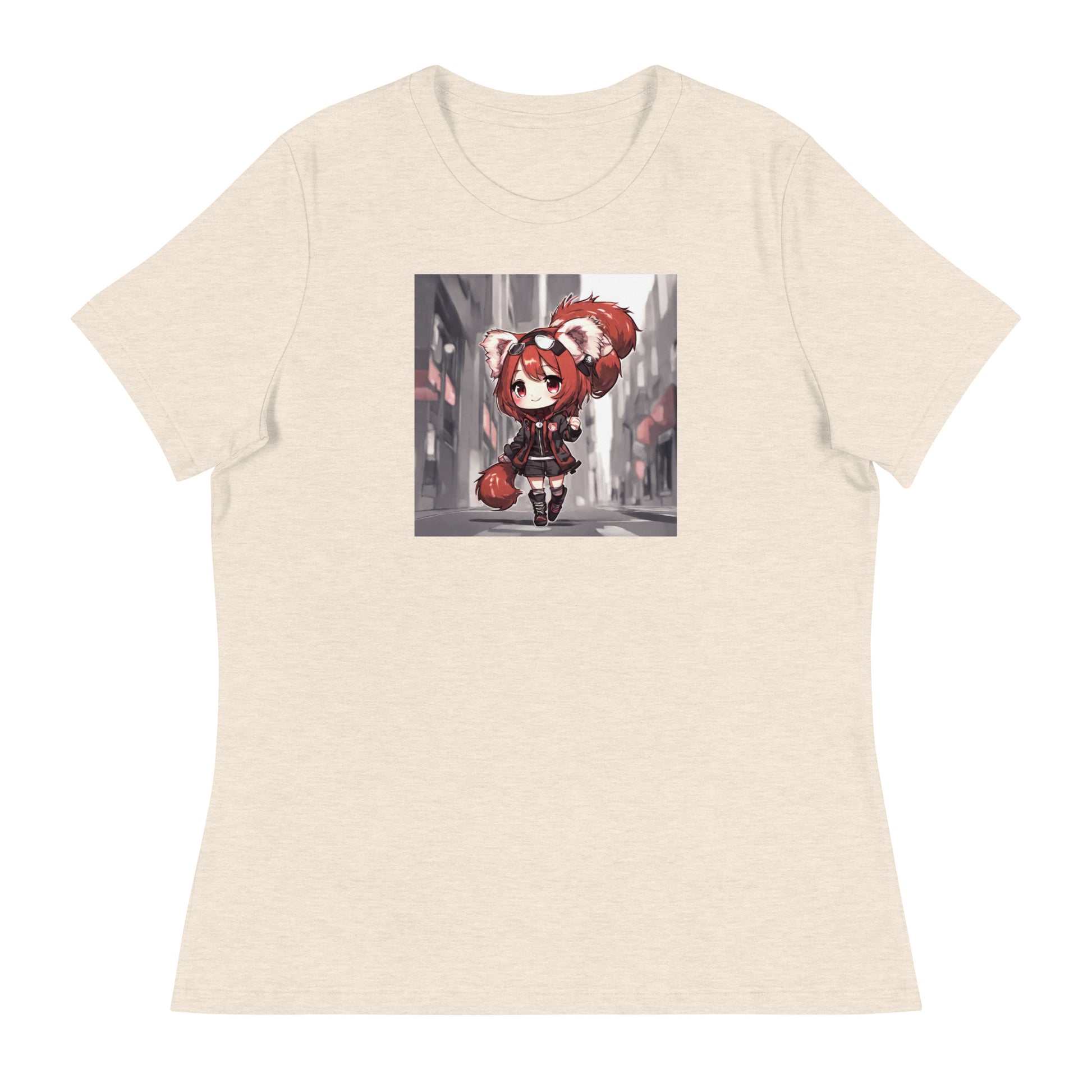 Red Panda Girl Women's Anime T-Shirt Heather Prism Natural