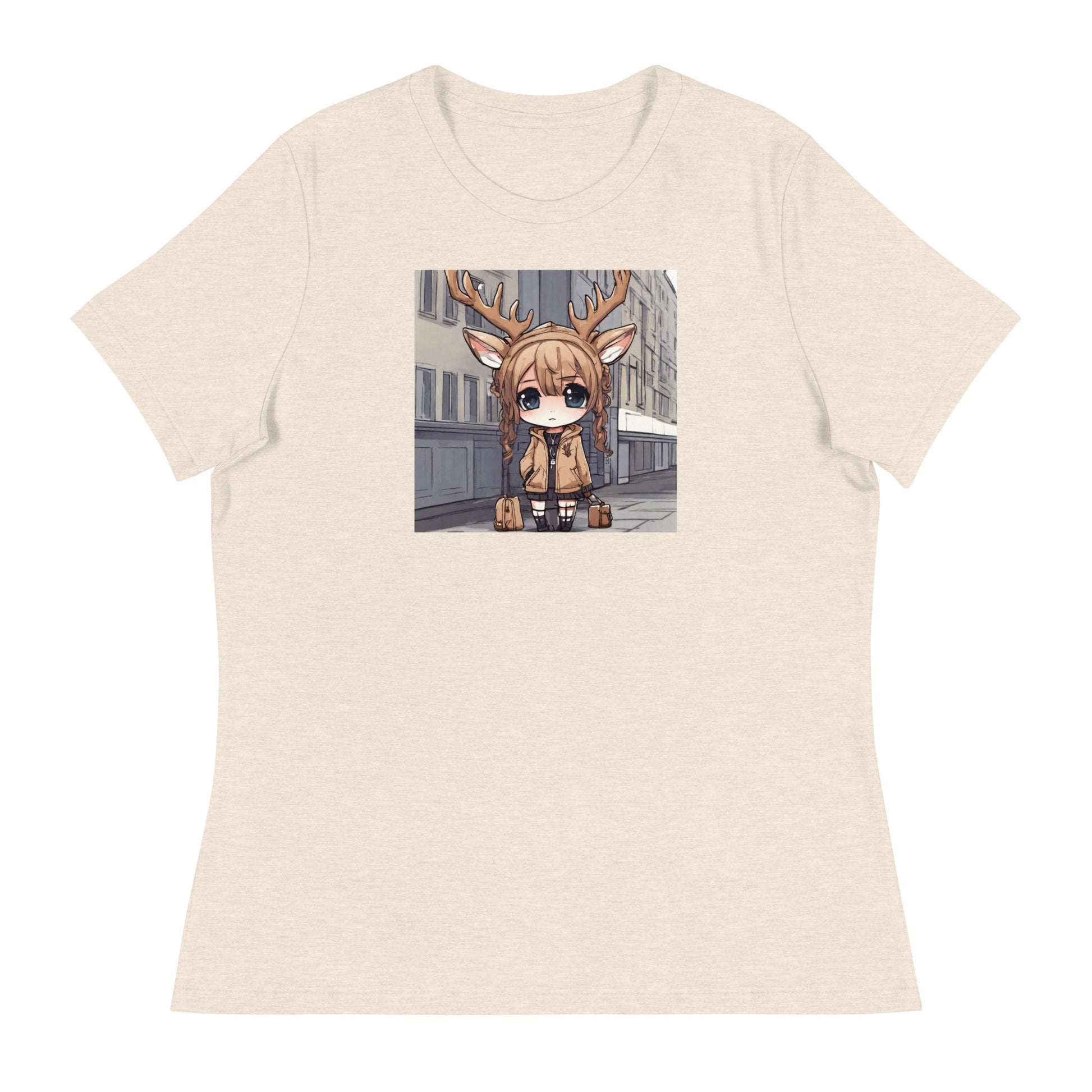 Spirit of the Deer Women's Anime T-Shirt Heather Prism Natural