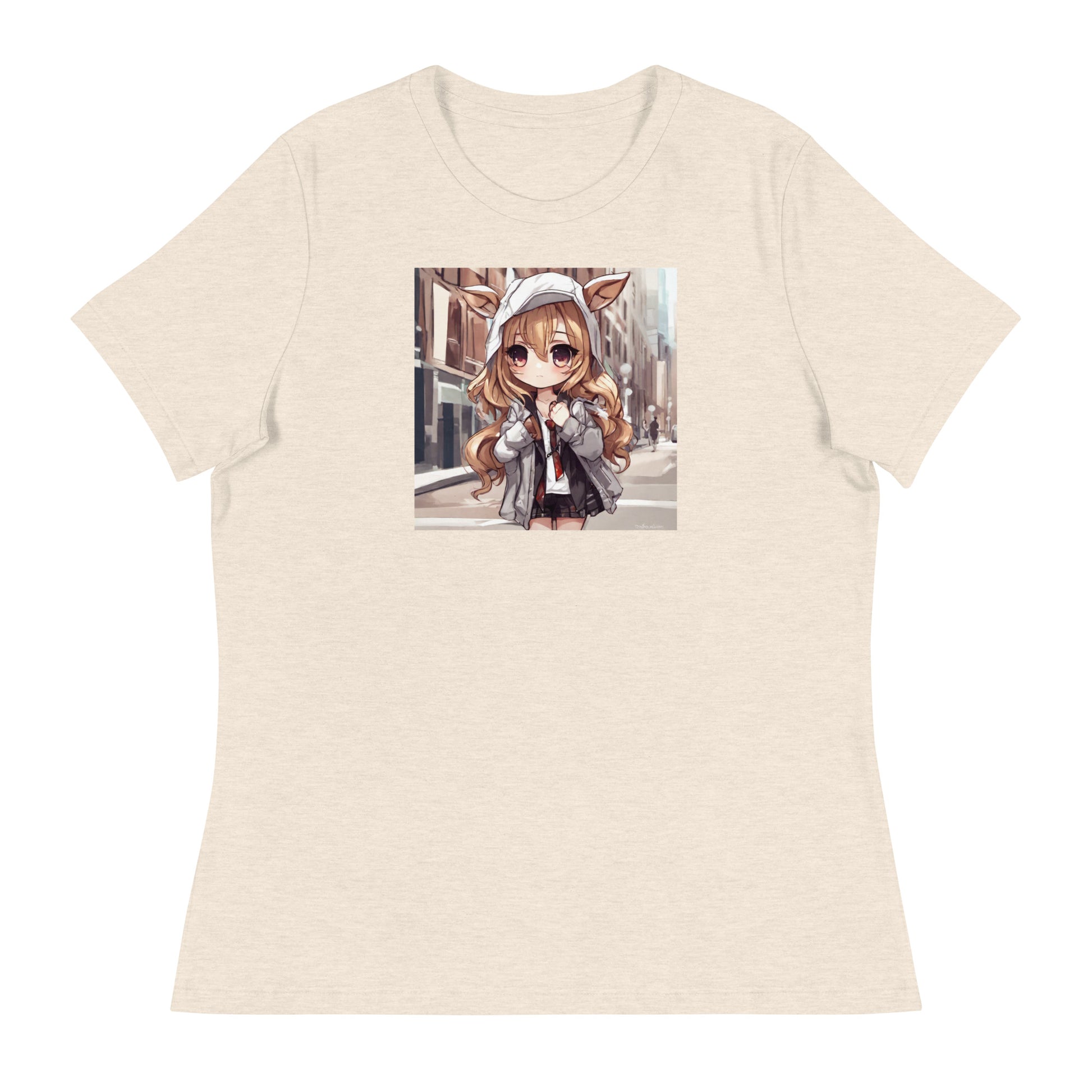 Deer Girl Women's Anime T-Shirt Heather Prism Natural