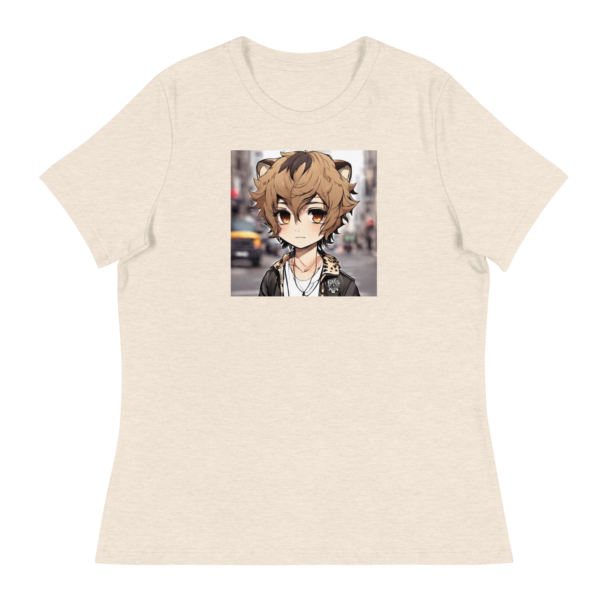 Leopard Boy Women's Anime T-Shirt Heather Prism Natural