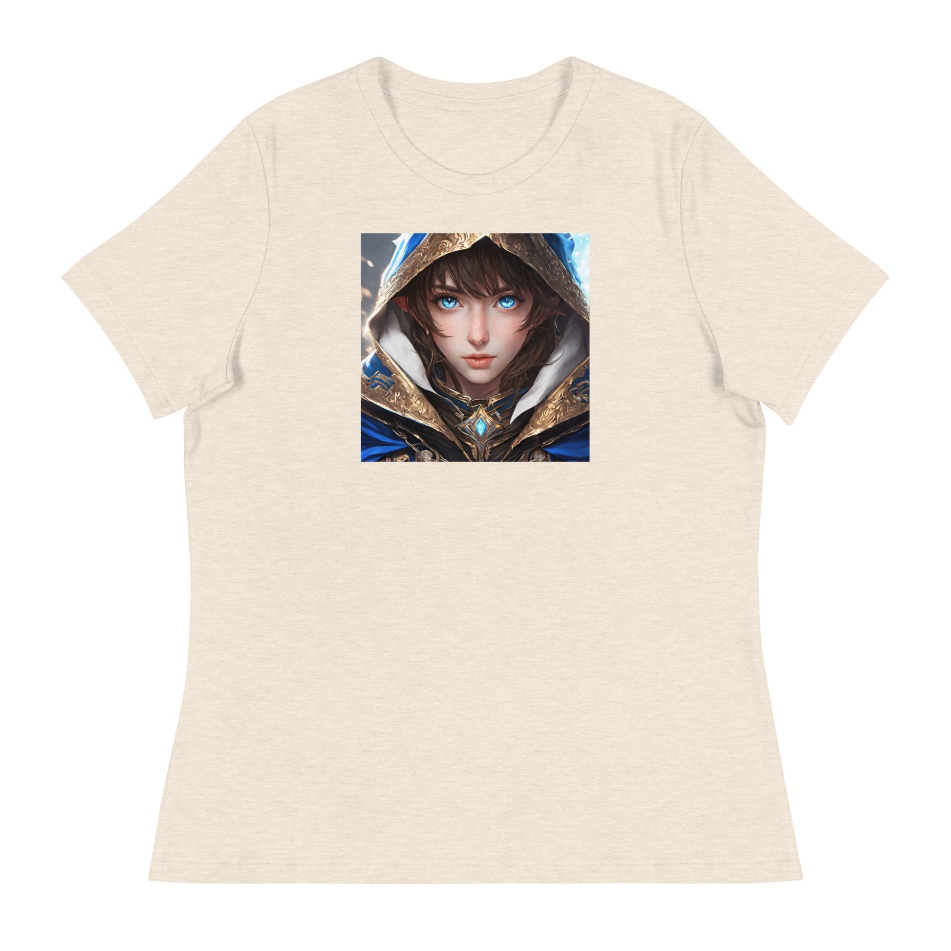 Blue-Eyed Elven Warrior Women's Anime T-Shirt Heather Prism Natural