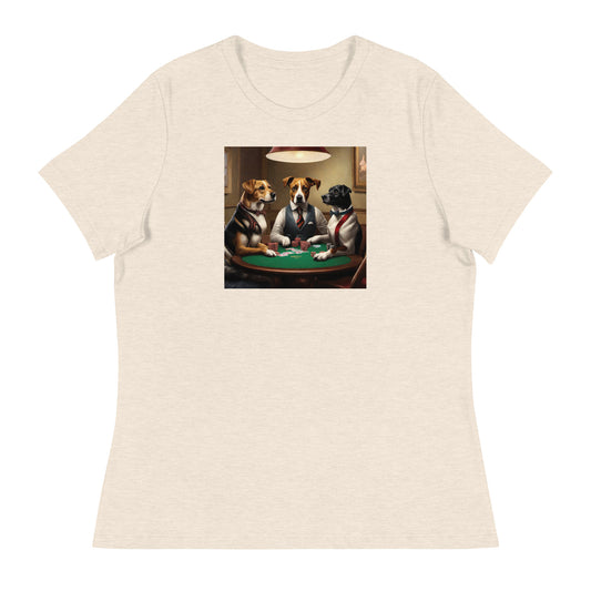 Pooches Playing Poker Women's Funny T-Shirt Heather Prism Natural