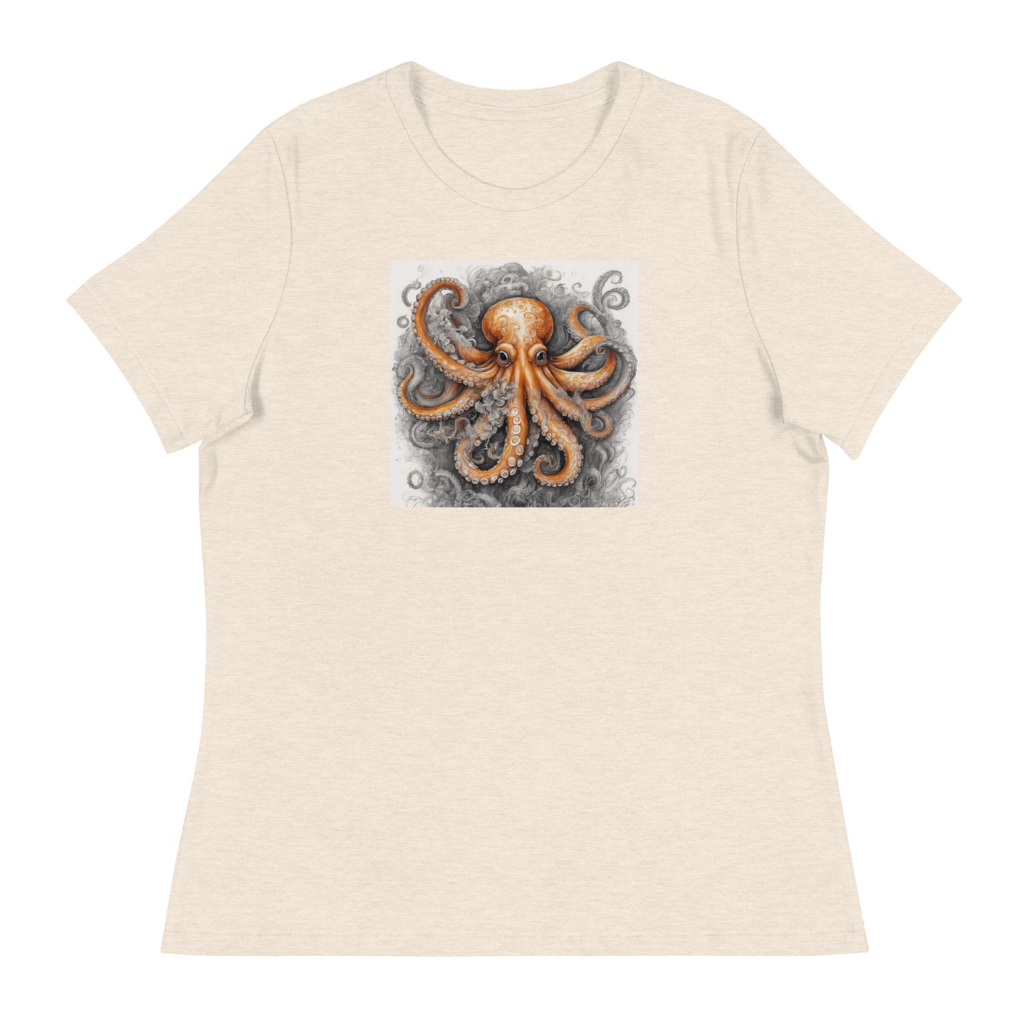 Octopus Women's Animal Lover T-Shirt Heather Prism Natural