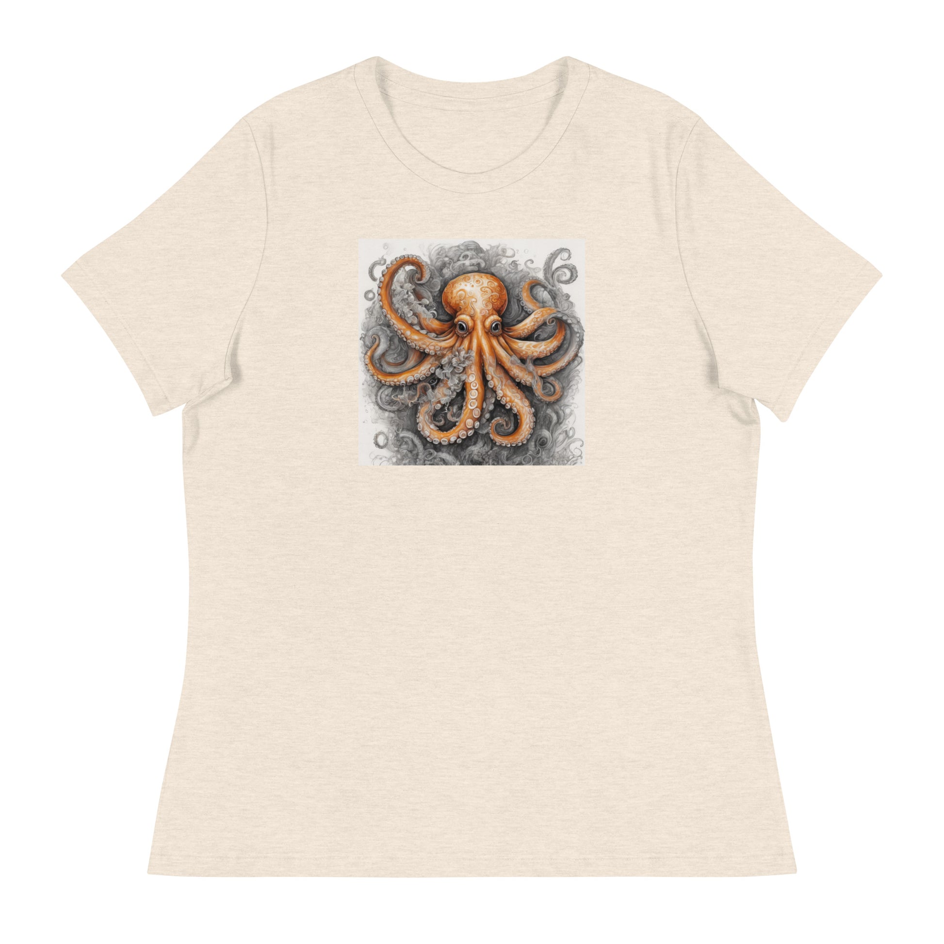 Octopus Women's Animal Lover T-Shirt Heather Prism Natural