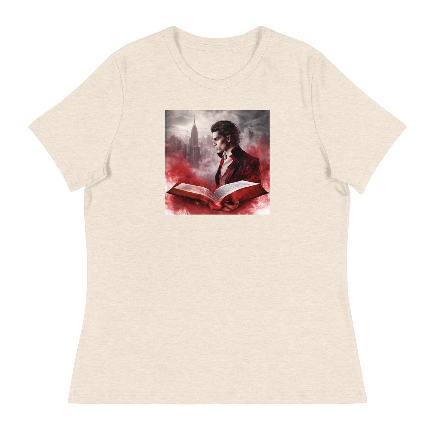 Women's Vampire Book Fan T-Shirt Heather Prism Natural