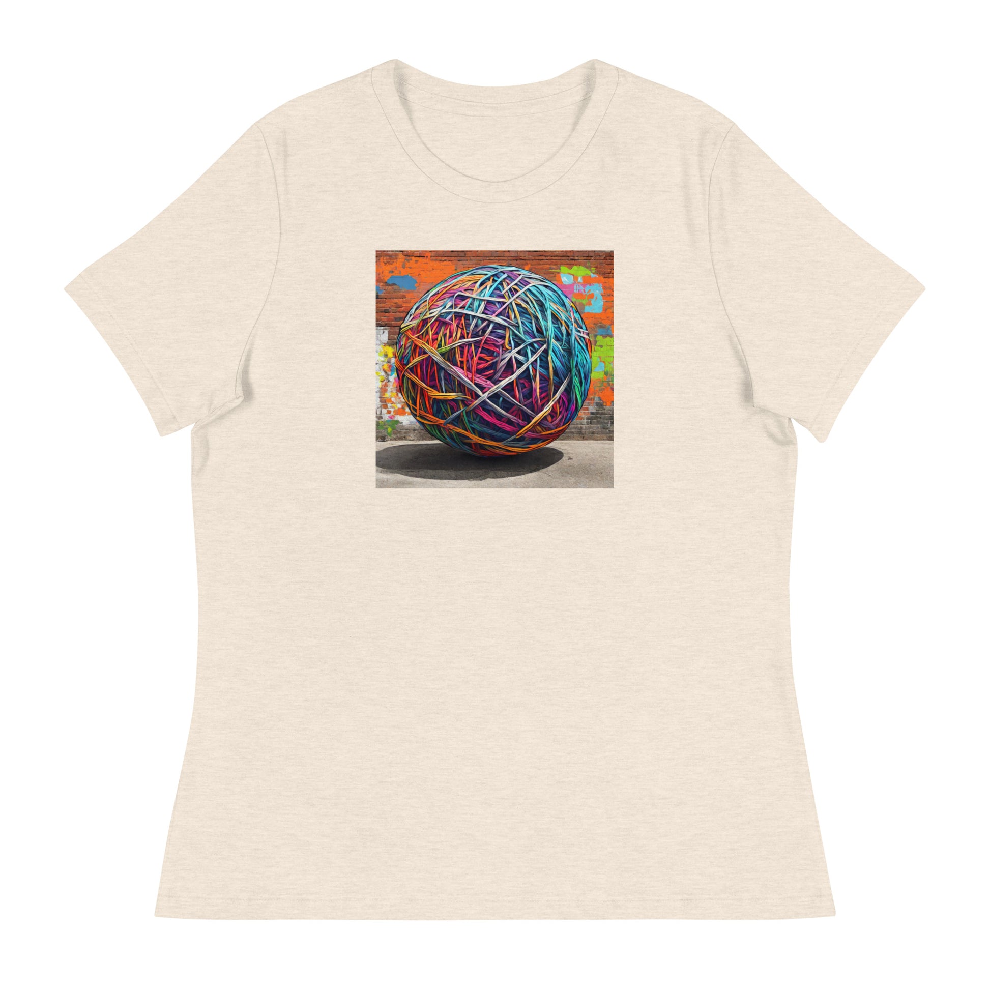 Ball of Yarn Women's Crochet and Knitting Lover T-Shirt Heather Prism Natural