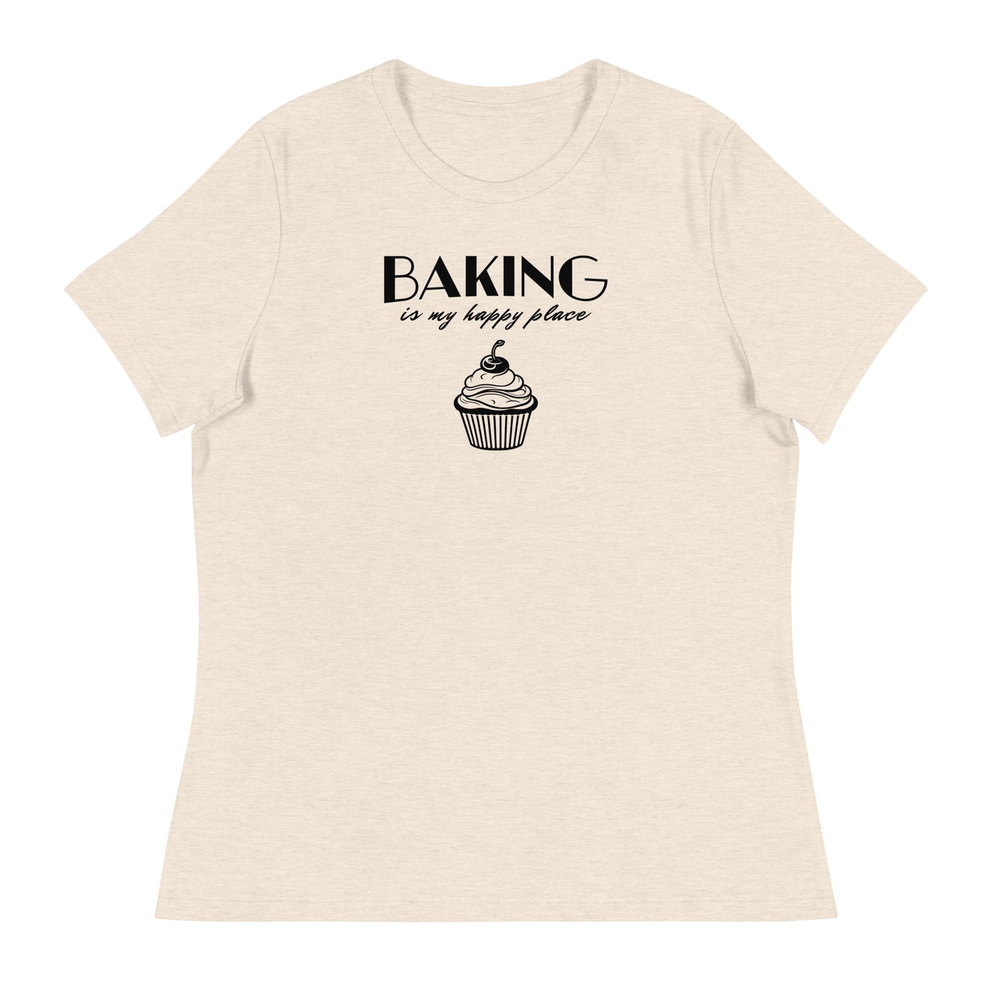 Women's Baking is my Happy Place T-Shirt Heather Prism Natural