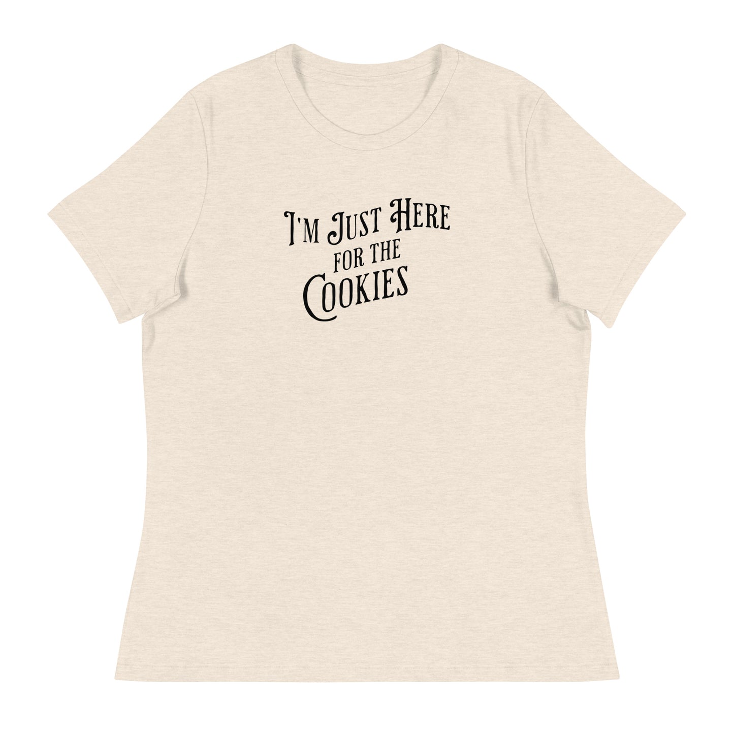 I'm Just Here for the Cookies Women's Christmas T-Shirt Heather Prism Natural