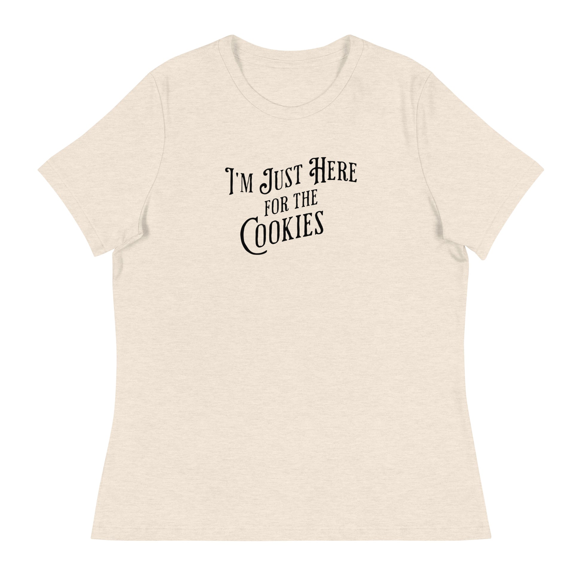 I'm Just Here for the Cookies Women's Christmas T-Shirt Heather Prism Natural