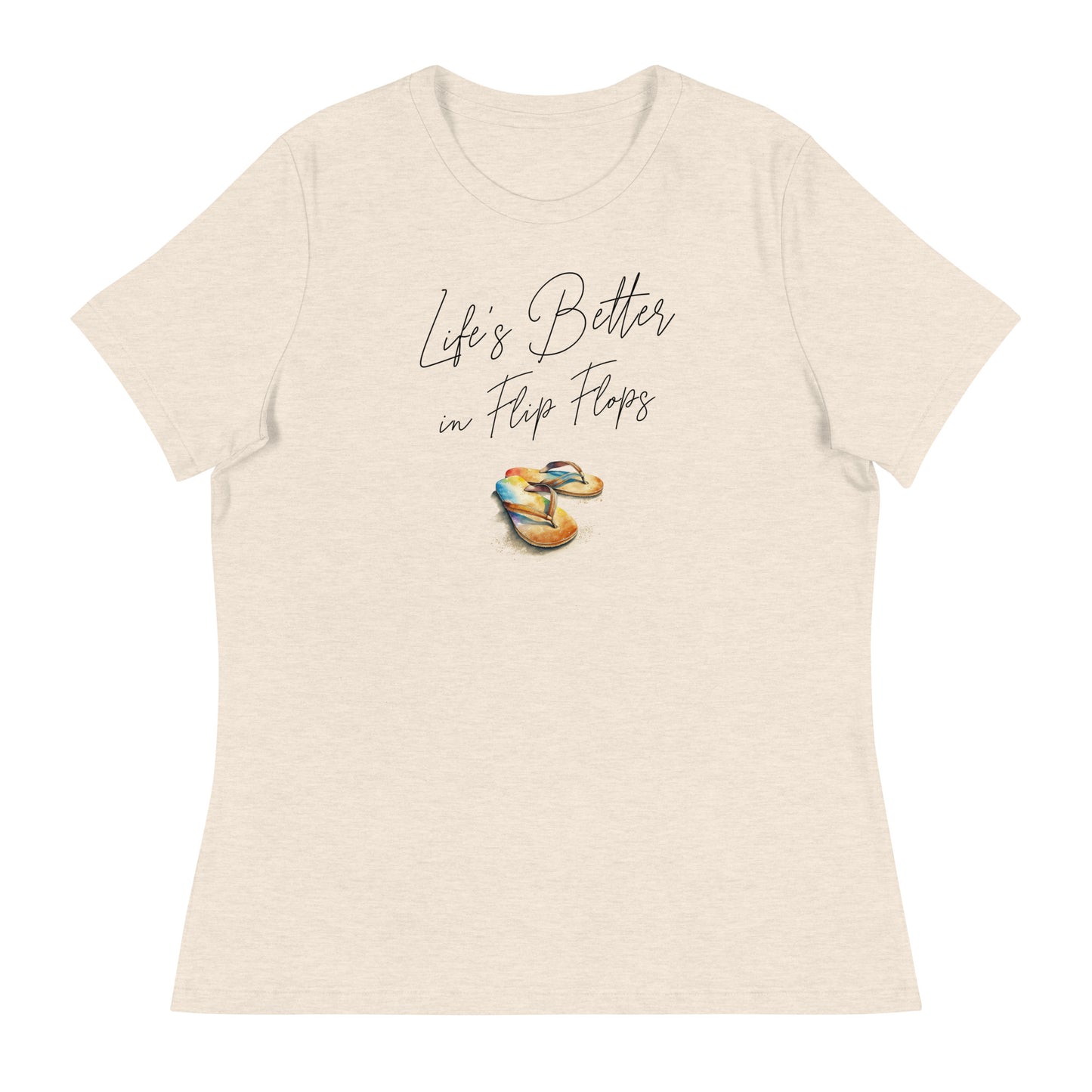 Life's Better in Flip Flops Women's Beach T-Shirt Heather Prism Natural