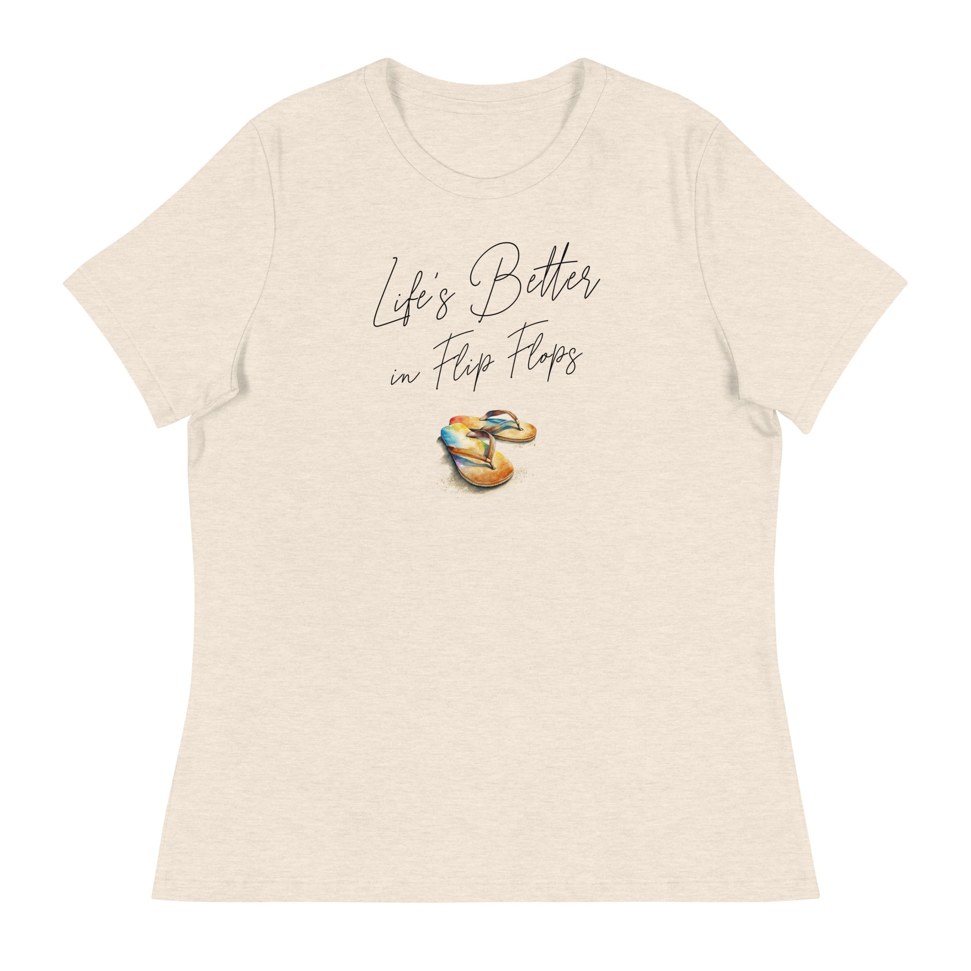 Life's Better in Flip Flops Women's Beach T-Shirt Heather Prism Natural