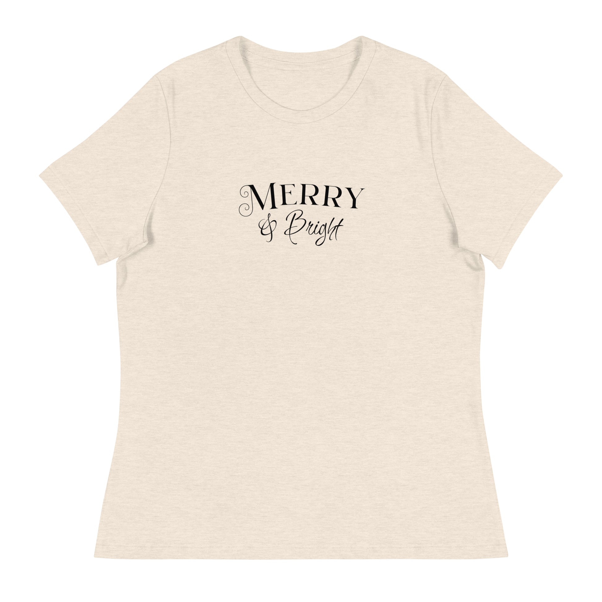 Merry & Bright Women's Christmas T-Shirt Heather Prism Natural