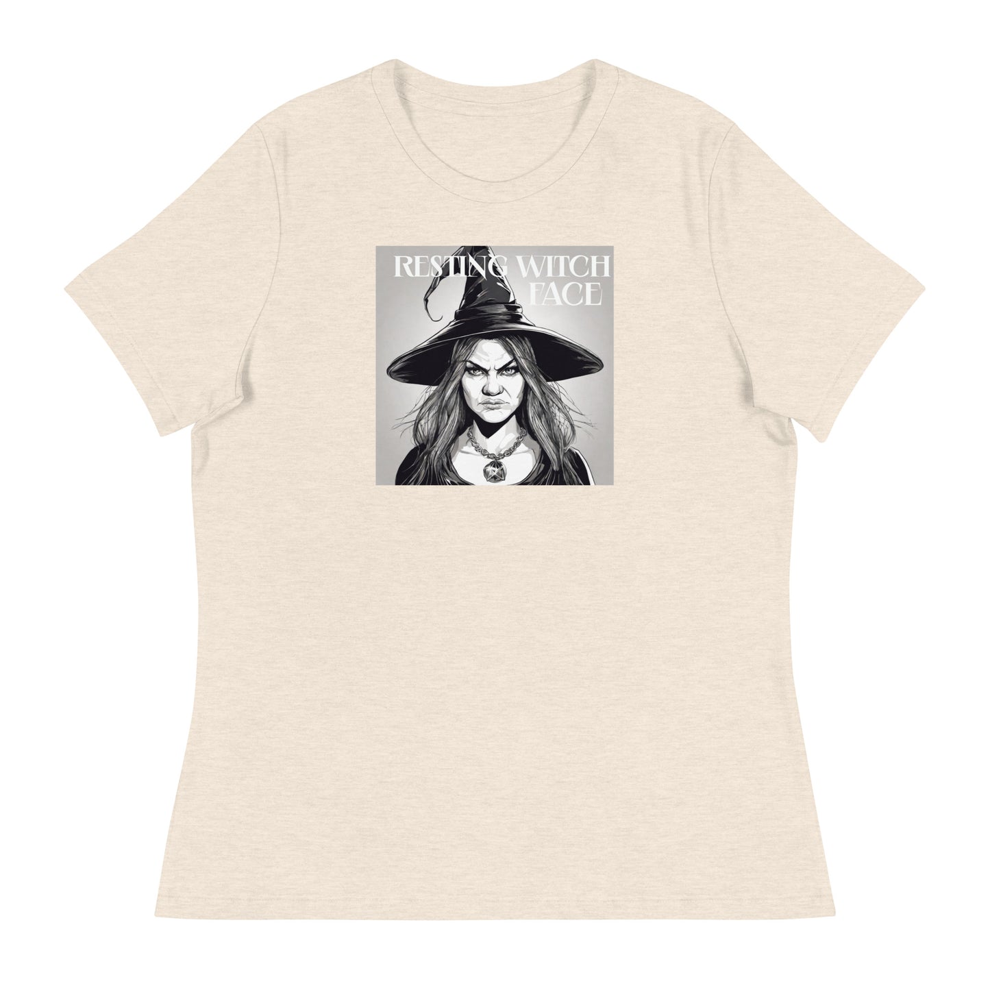 Resting Witch Face Women's Halloween T-Shirt Heather Prism Natural