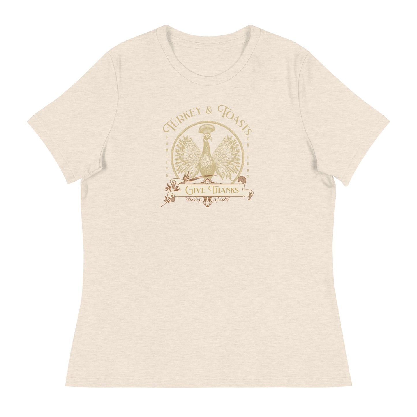 Turkey & Toasts Give Thanks Women's T-Shirt Heather Prism Natural