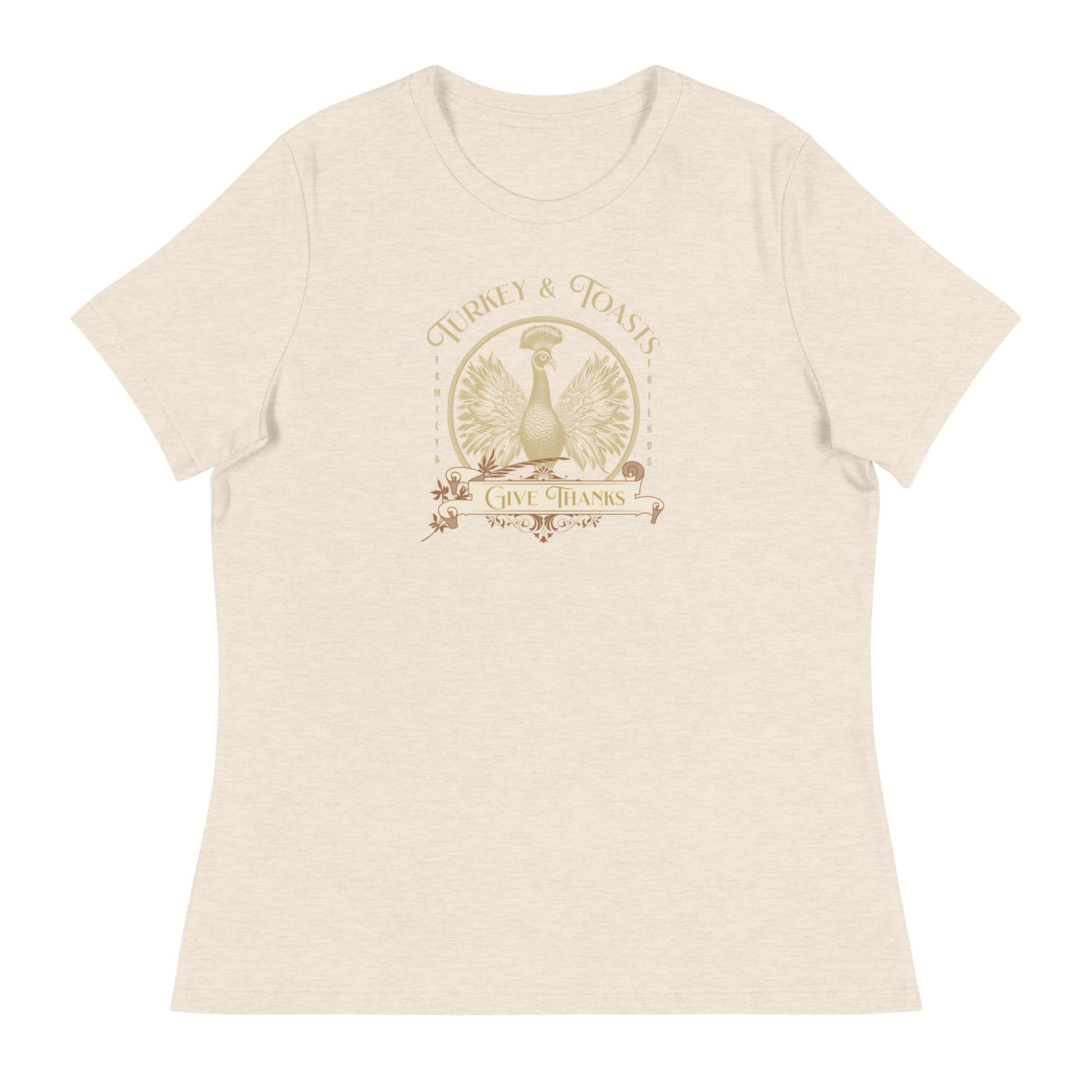 Turkey & Toasts Give Thanks Women's T-Shirt Heather Prism Natural