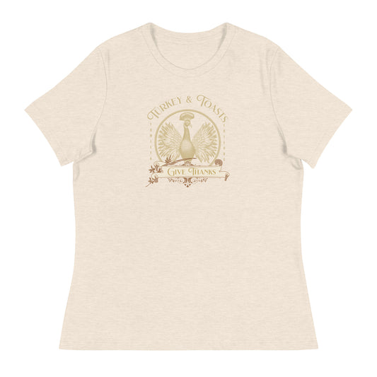 Turkey & Toasts Give Thanks Women's T-Shirt Heather Prism Natural