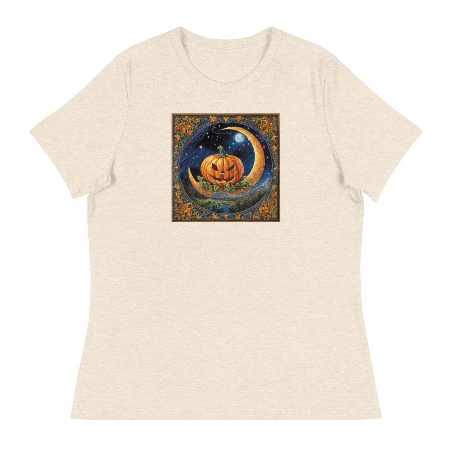 Jack O' Lantern Pumpkin Women's Halloween T-Shirt Heather Prism Natural