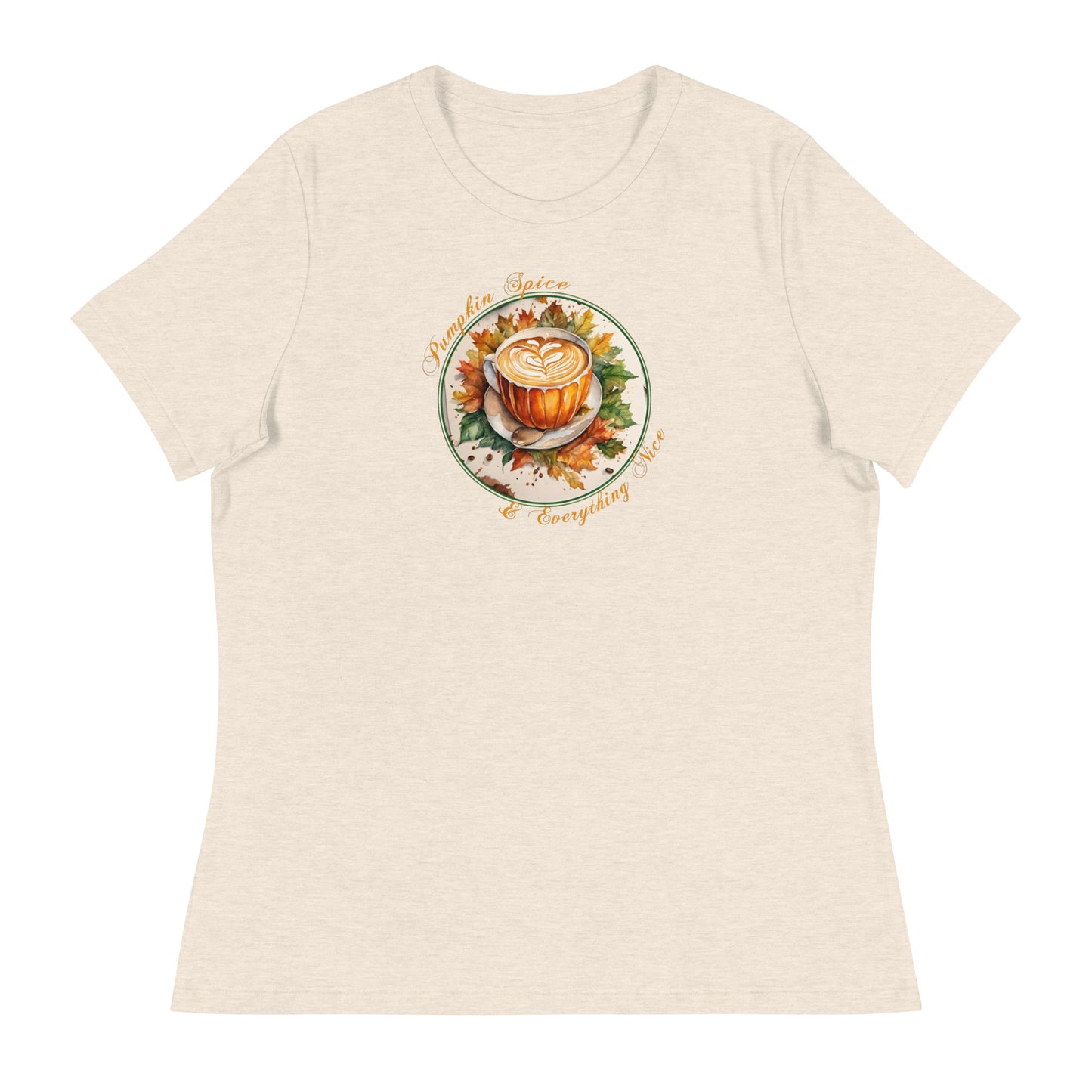 Pumpkin Spice & Everything Nice Women's Fall T-Shirt Heather Prism Natural