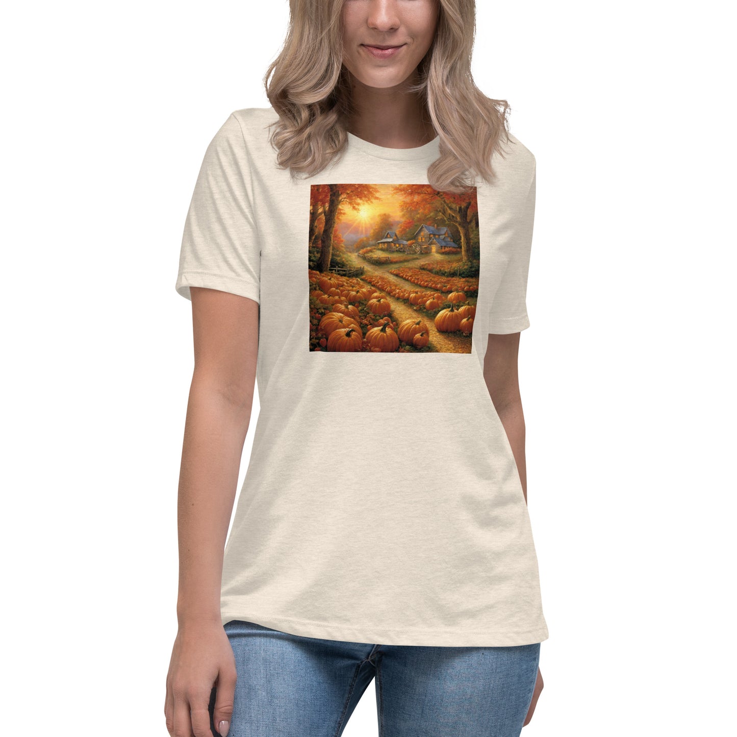 Fall Pumpkin Scene Women's Autumn T-Shirt