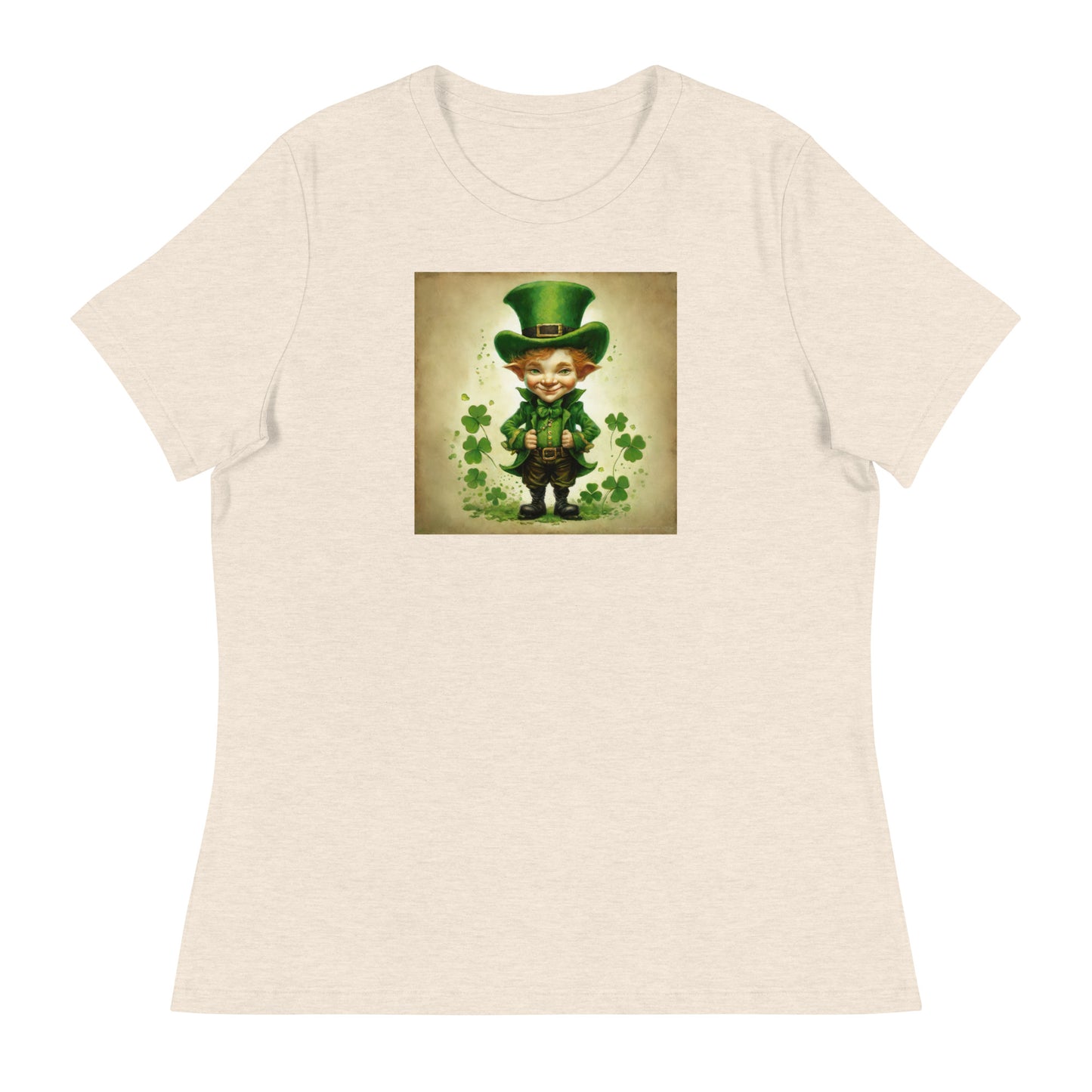 Cute Leprechaun Women's St Patrick's Day T-Shirt Heather Prism Natural