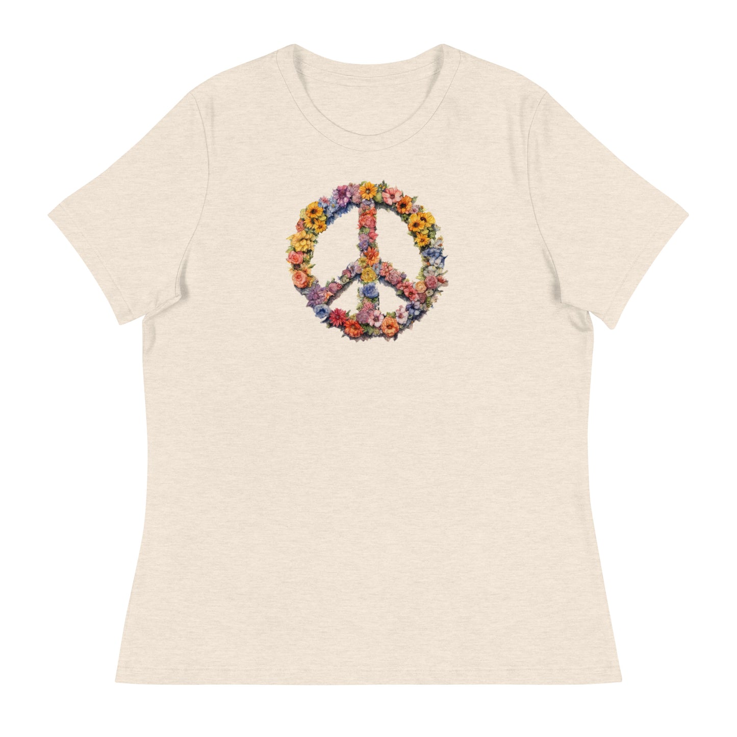 Flower Peace Sign Women's T-Shirt Heather Prism Natural