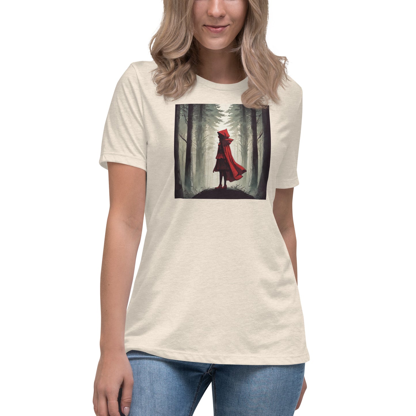 Bold Red Riding Hood in Forest Women's Fairy Tale T-Shirt