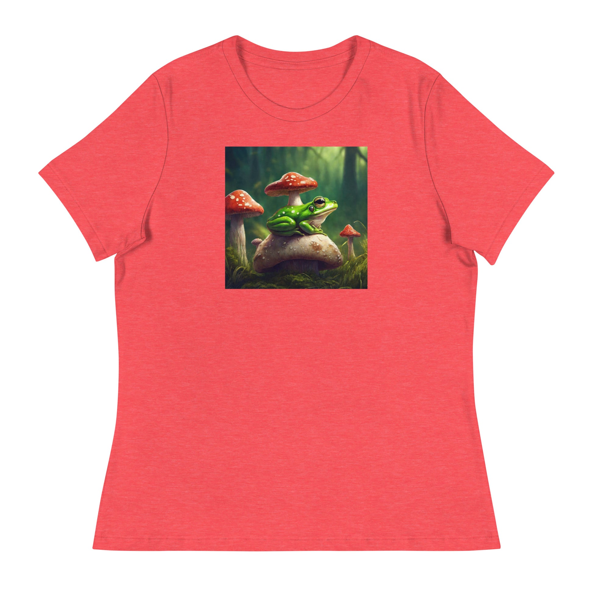 Frog & Mushrooms Women's Animal T-Shirt Heather Red