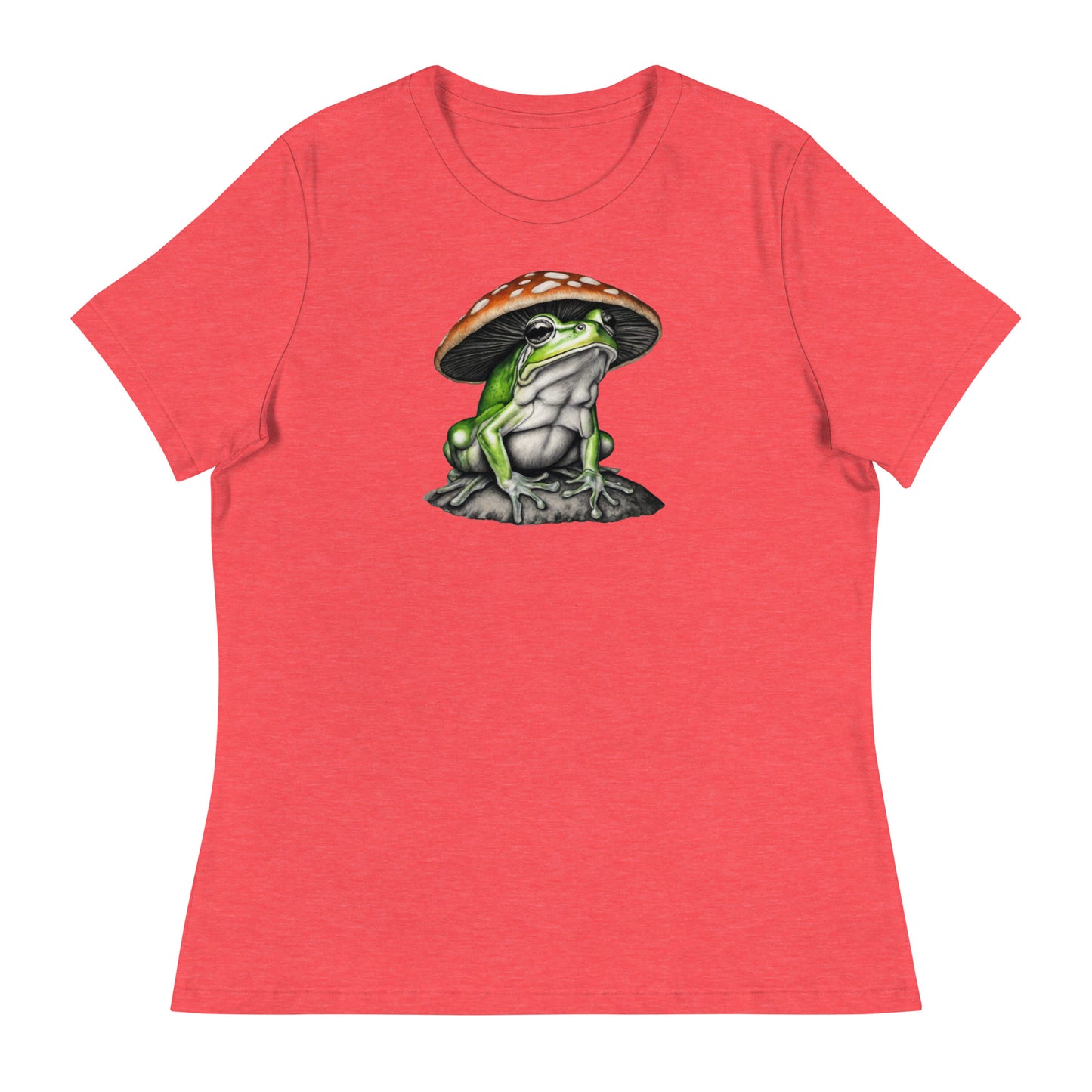 Frog in Shroom Cap Women's Graphic Tee Heather Red