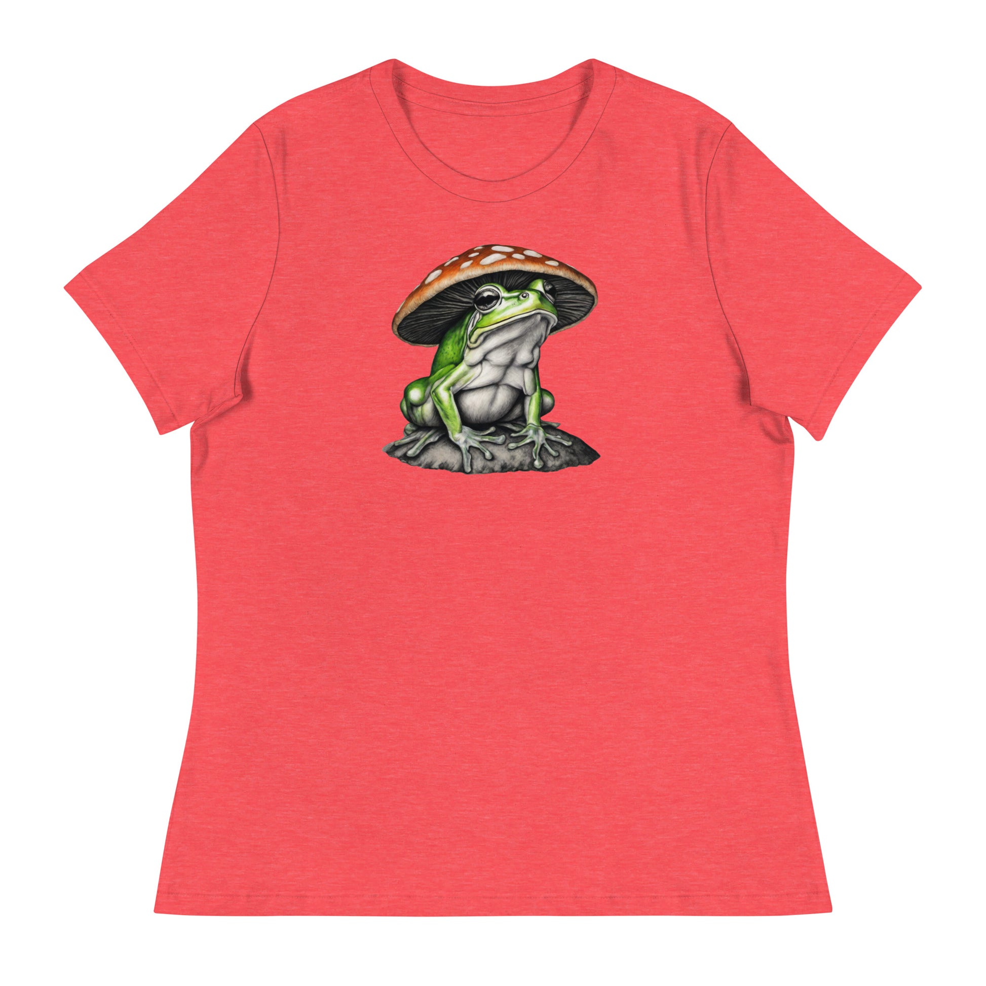 Frog in Shroom Cap Women's Graphic Tee Heather Red