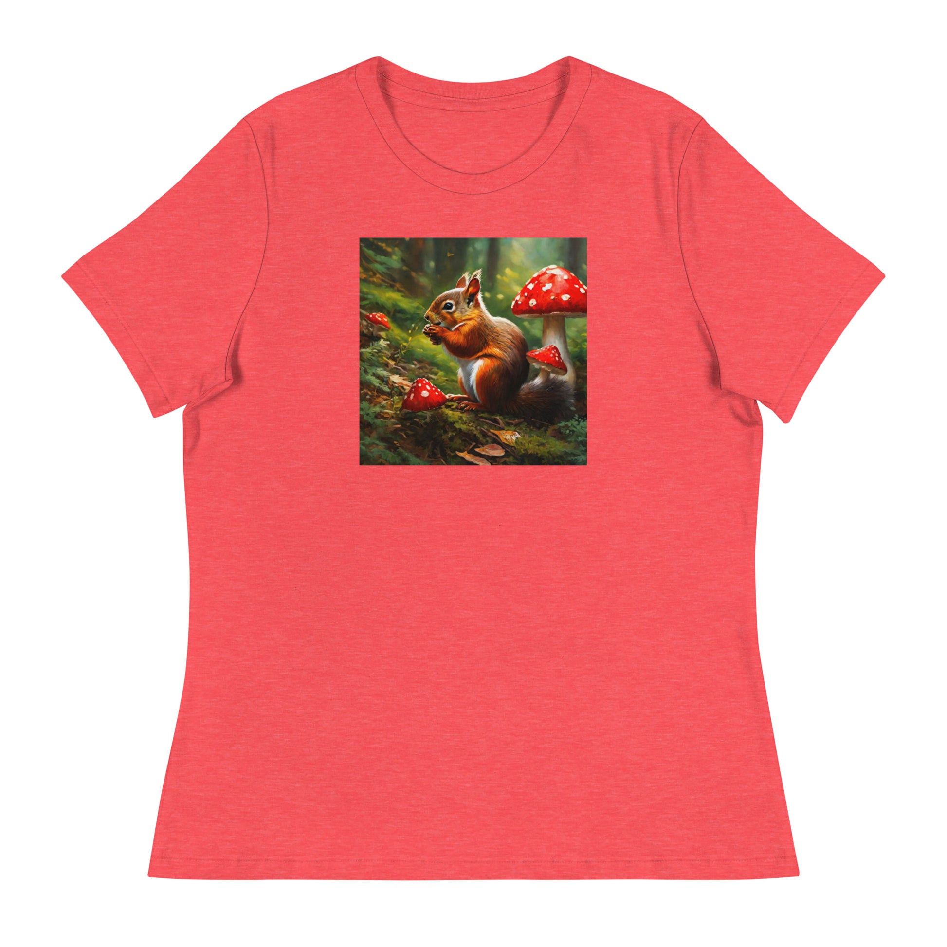 Forest Squirrel Women's Animal Lover T-Shirt Heather Red