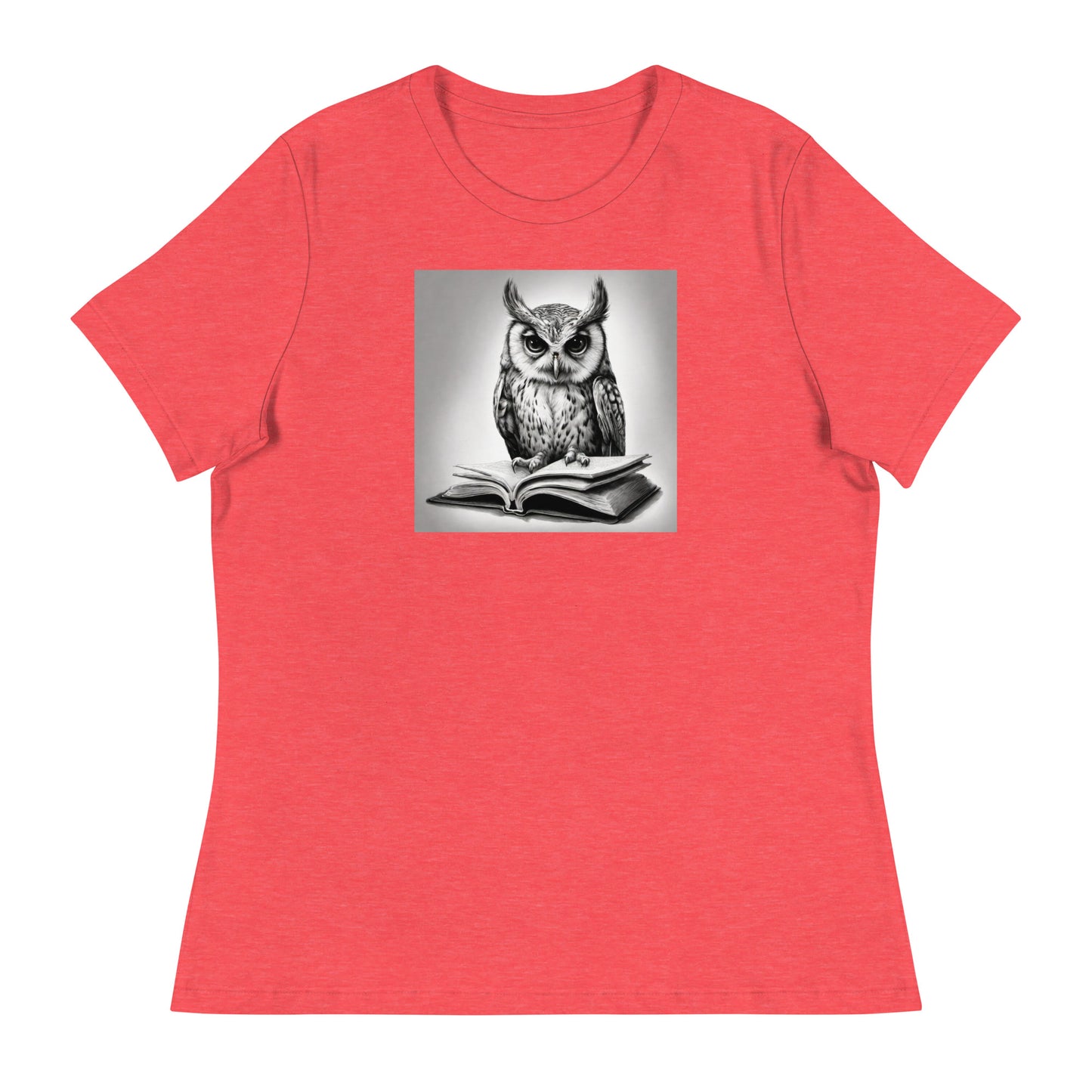 Booksmart Owl Women's Book Lover T-Shirt Heather Red