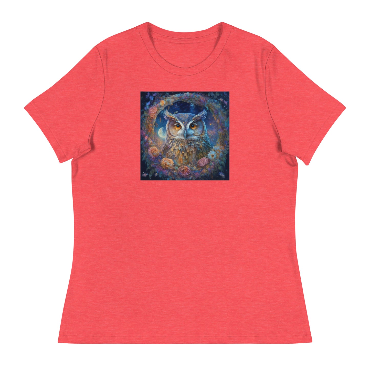 Owl Wreath Women's Animal Lover T-Shirt Heather Red