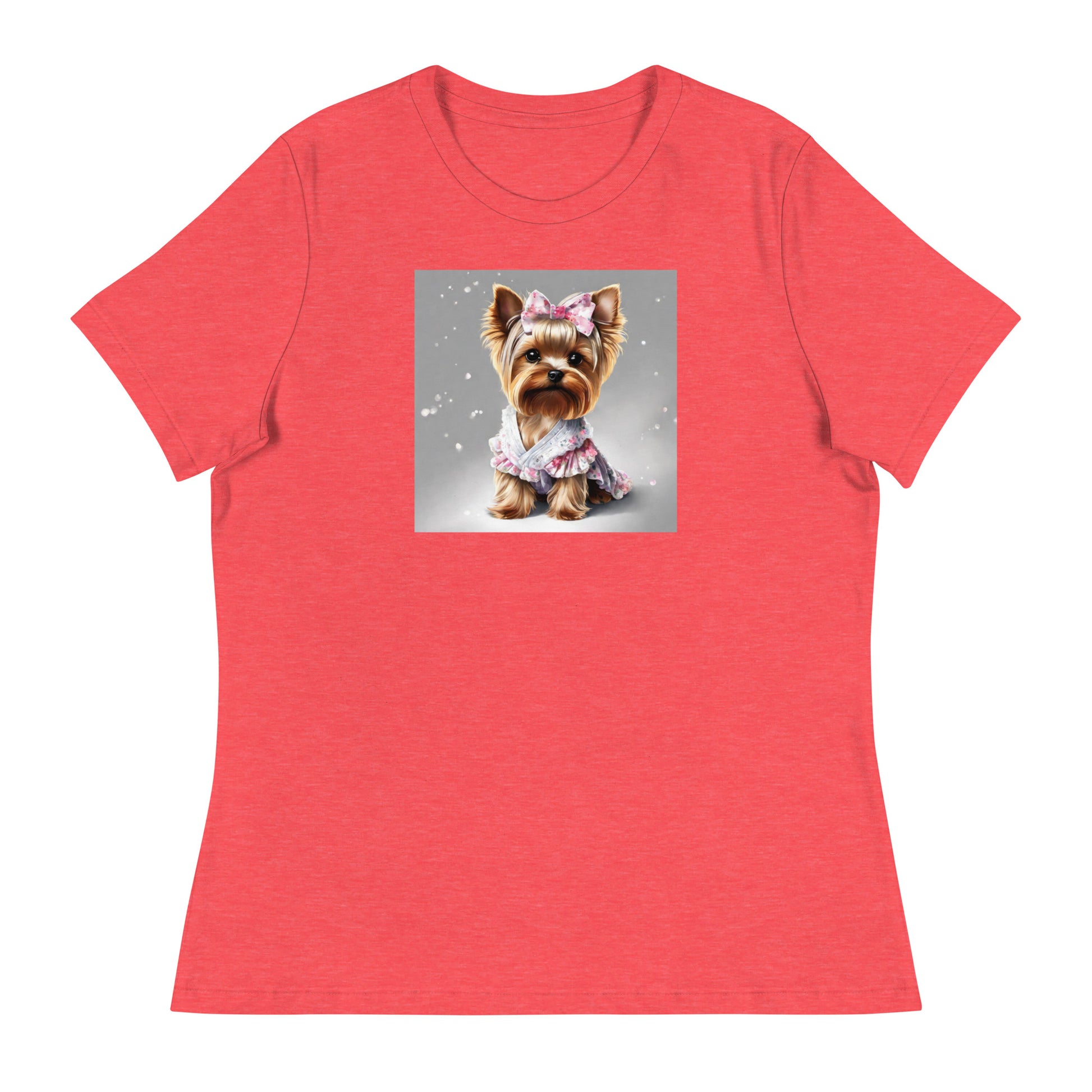 Yorkie Princess Women's Dog Lover T-Shirt Heather Red